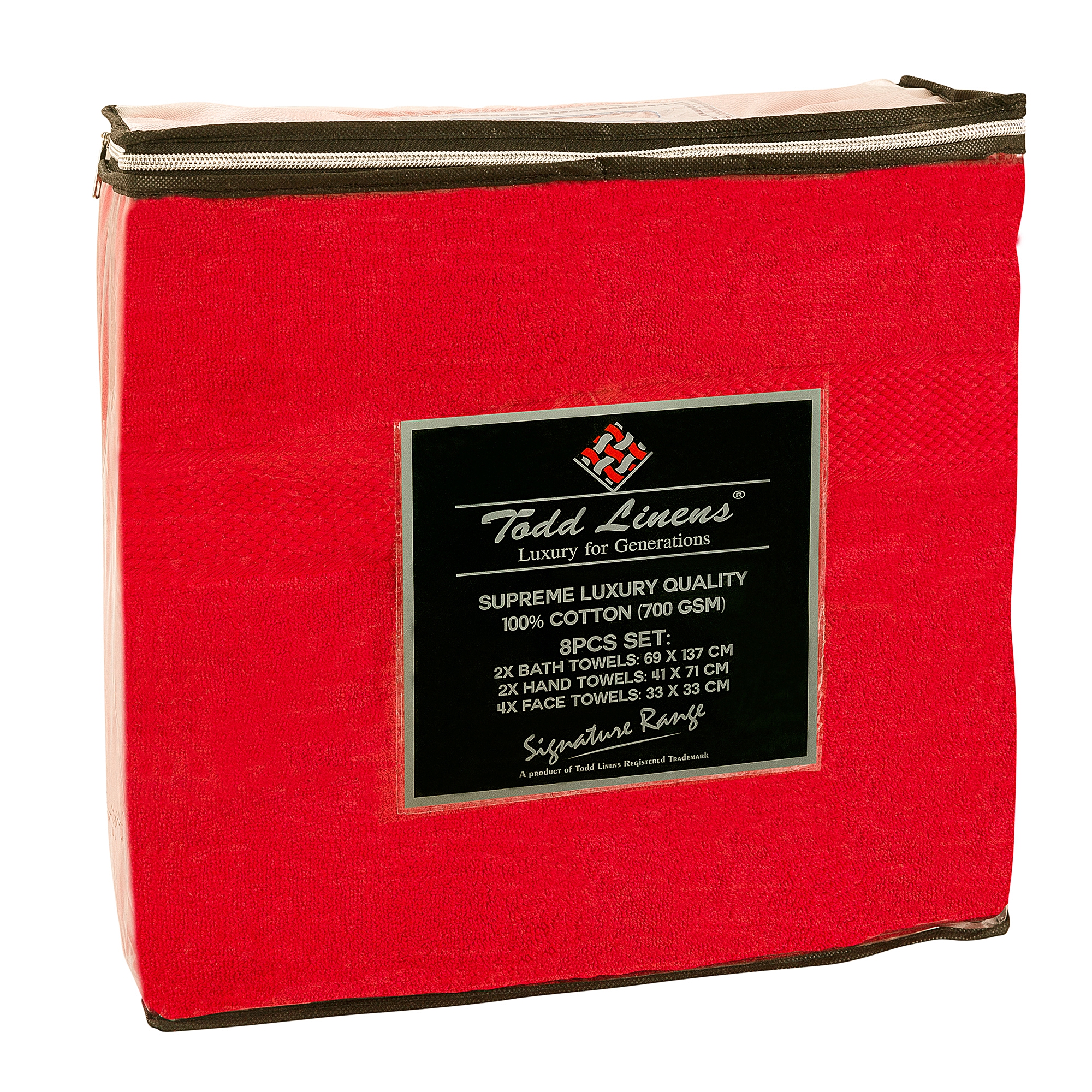 8pcs 700gsm Signature Range Red Plain 8 Pieces Bale Set Towel