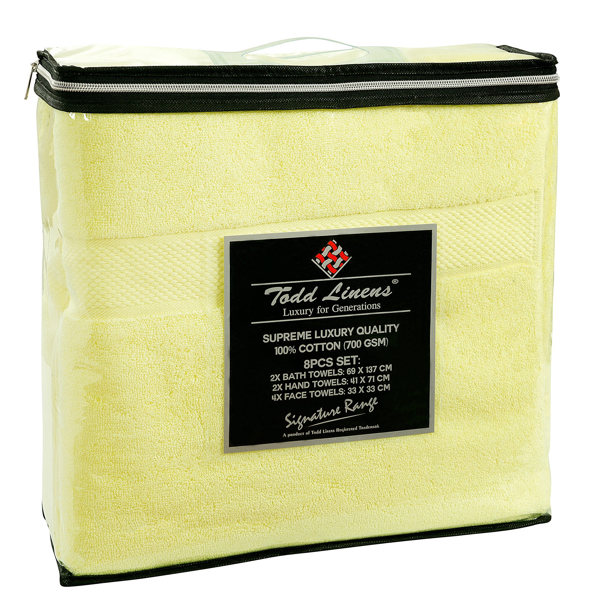 8pcs 700gsm Signature Range Lemon Plain 8 Pieces Bale Set Towel
