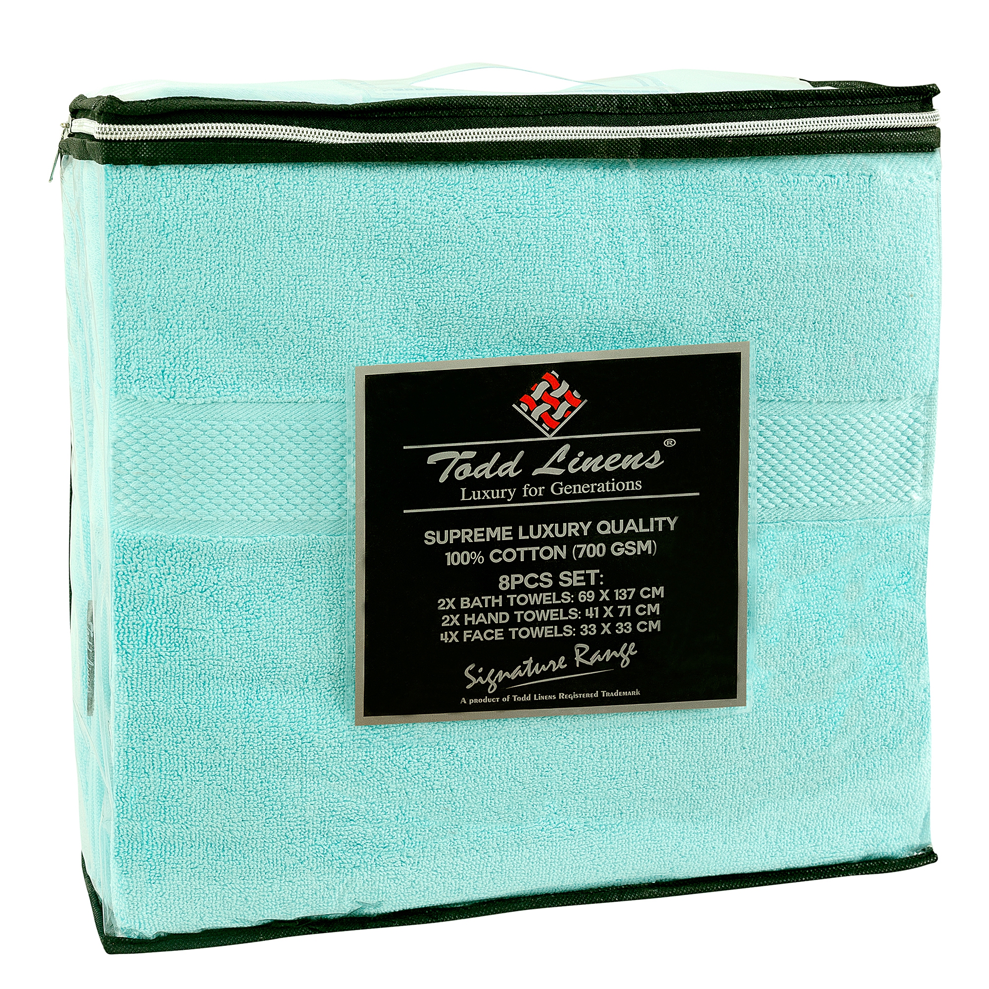 8pcs 700gsm Signature Range Turquoise Plain 8 Pieces Bale Set Towel