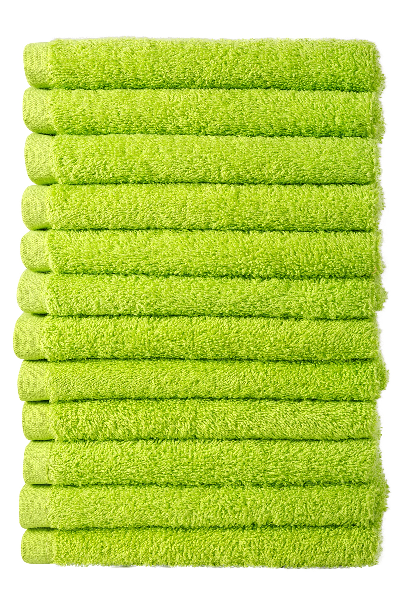 Bale Set 12pcs Lime Green No Border Plain Face Towel