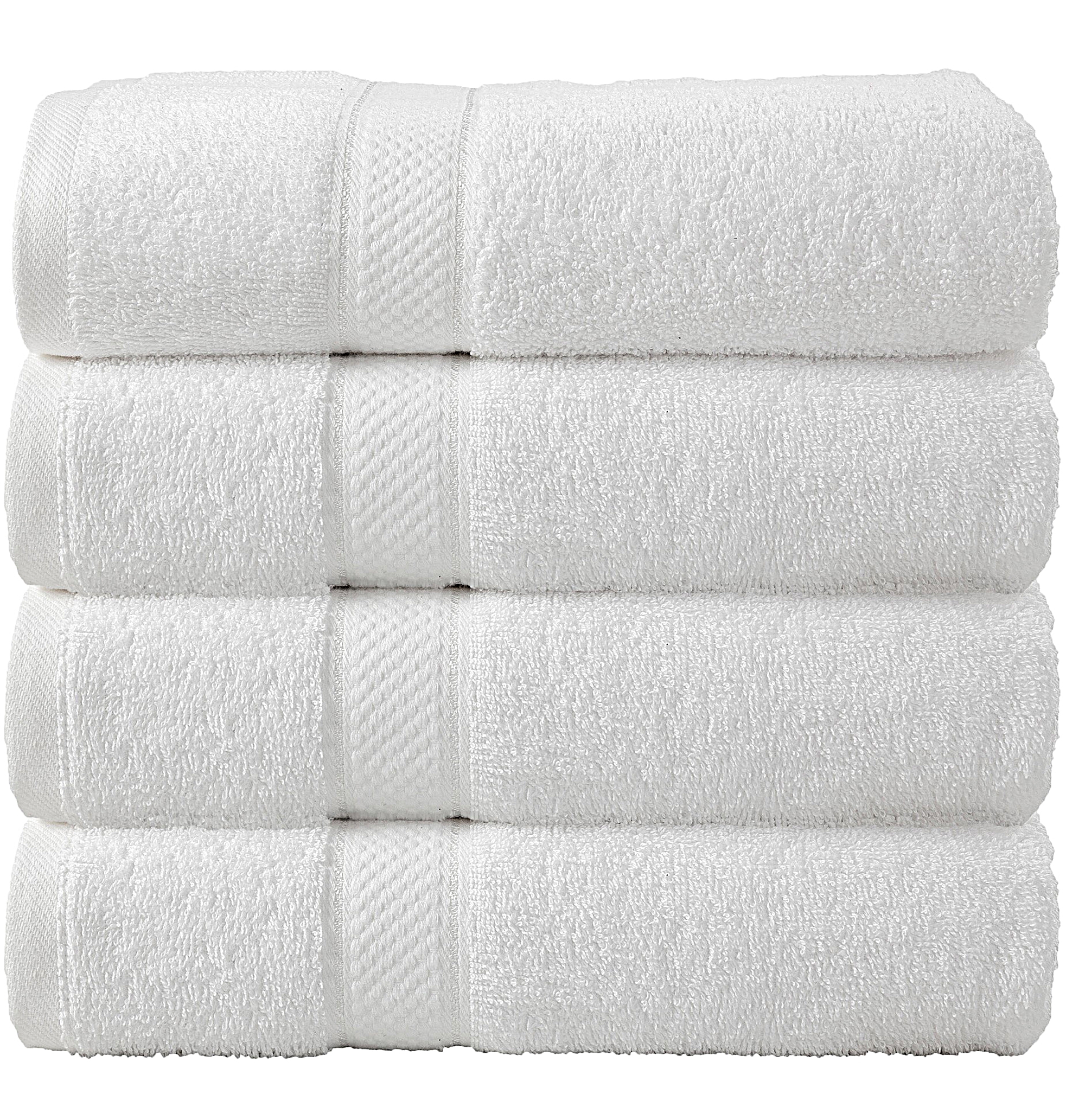 Bale Set 4pcs White Viscose Plain Bath Sheet Towel
