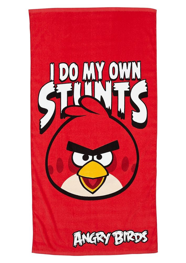 Angry Birds Red 'I Do My Own Stunts' Printed Beach Towel