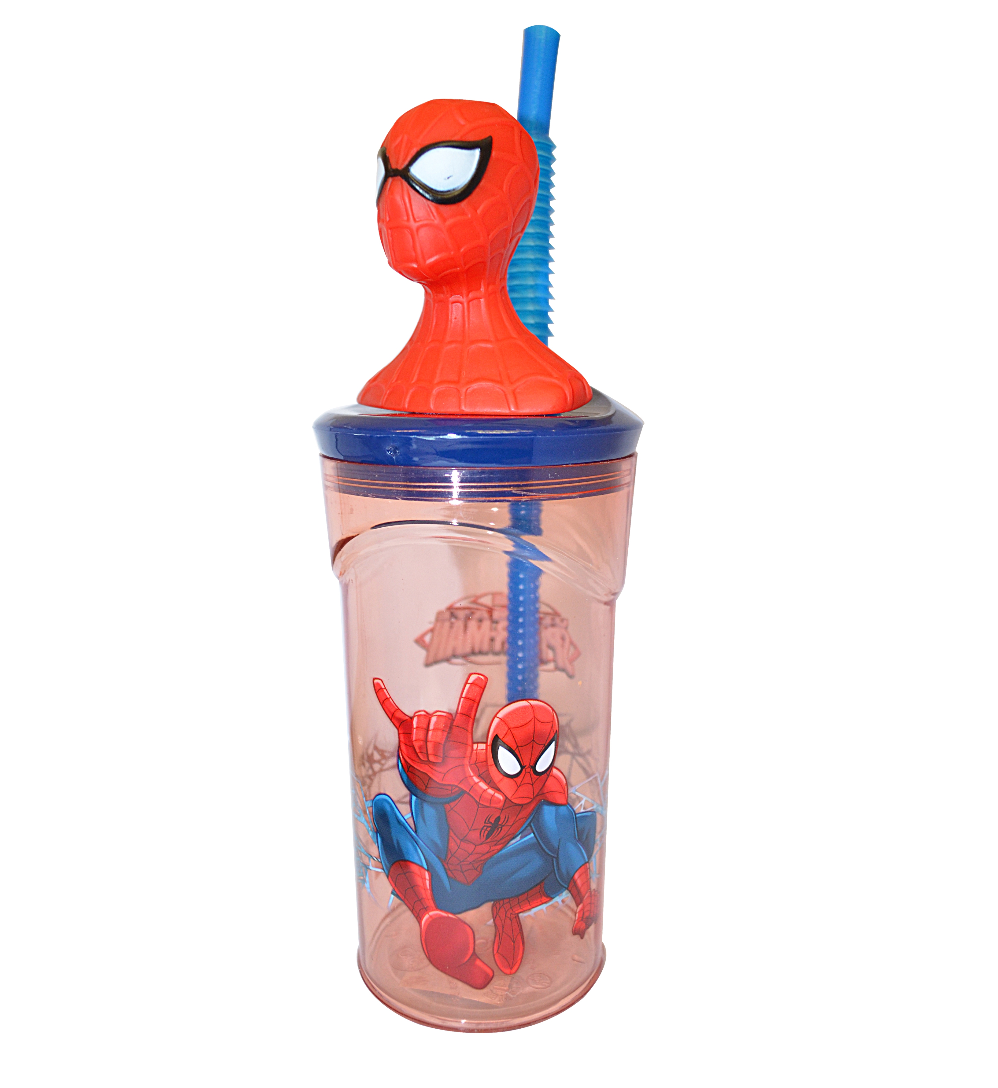 Spiderman '3d Head' Bottle with Straw