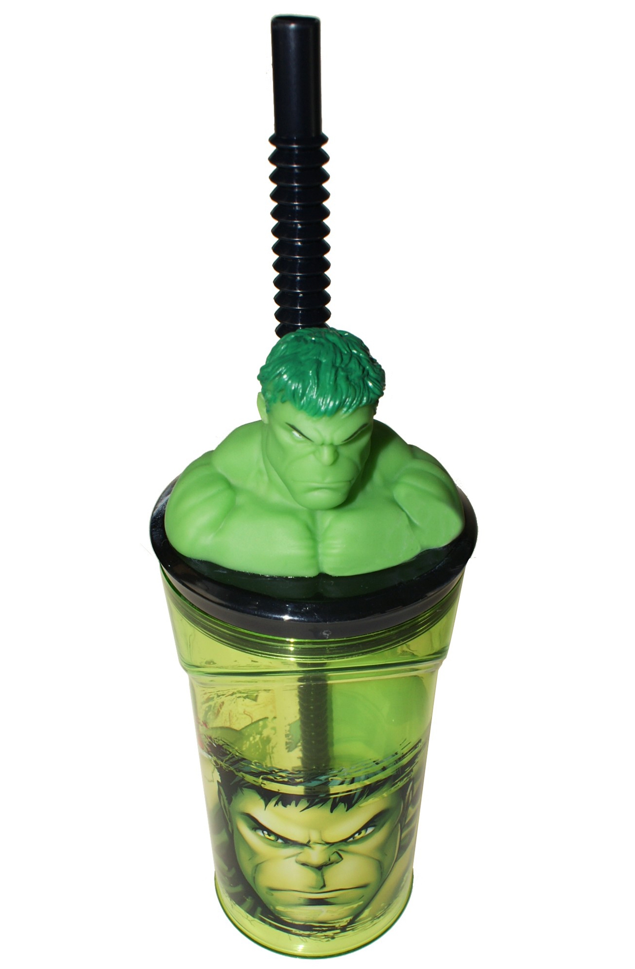 Superhero Hulk Figurine '3d Head' Bottle with Straw