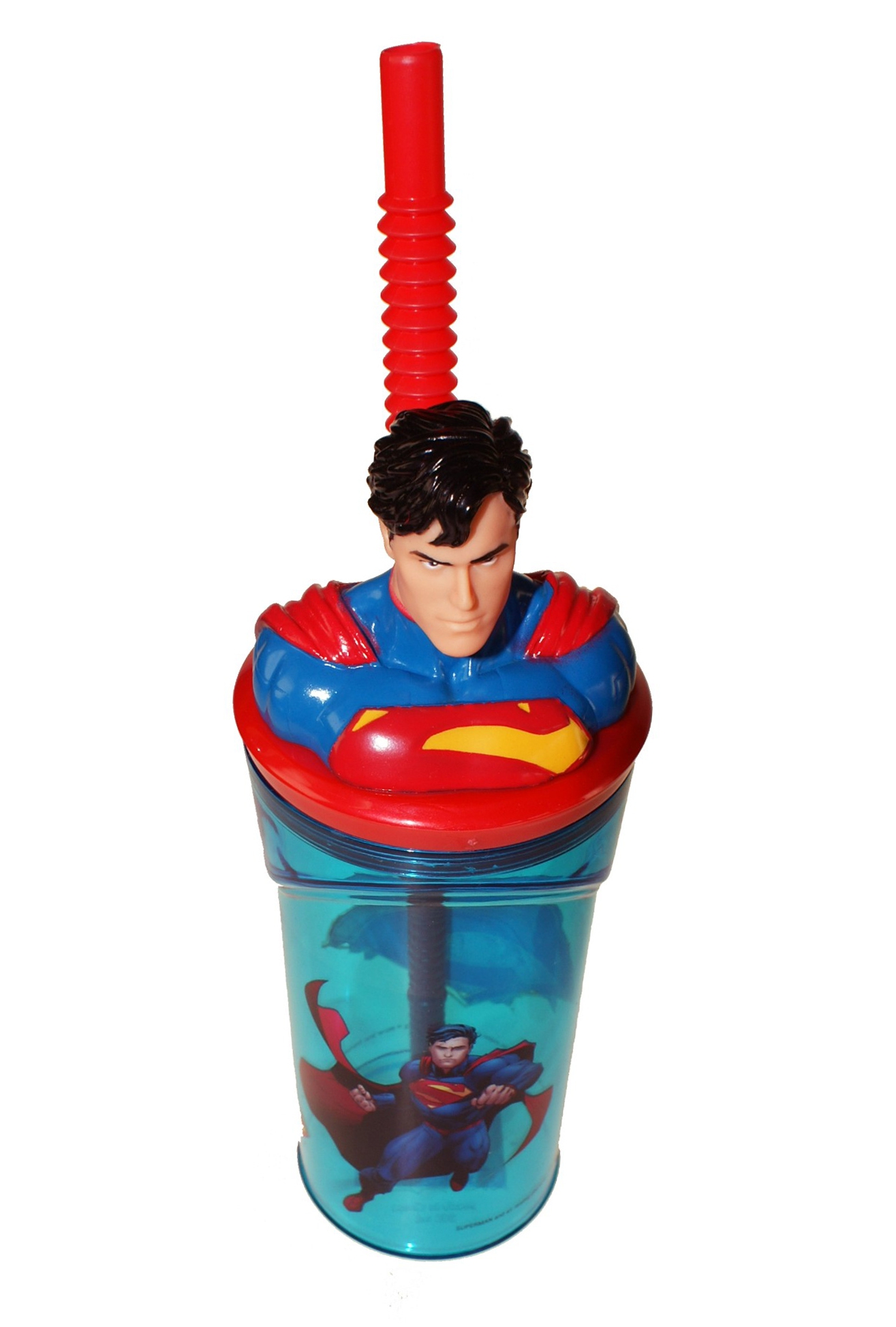 Superman Figurine '3d Head' Bottle with Straw