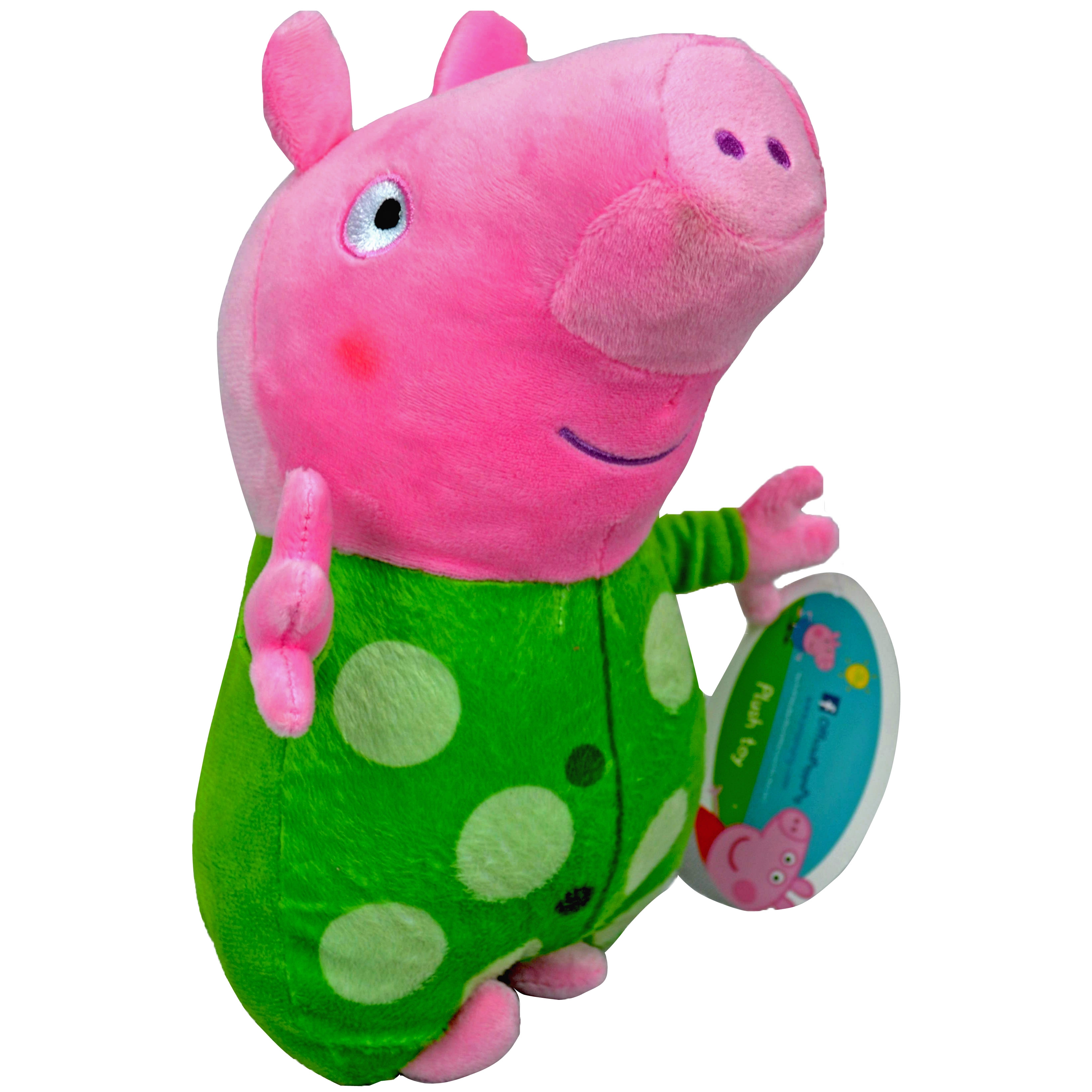 Peppa Pig 'Peppa' Green Dot 27cm Plush Soft Toy