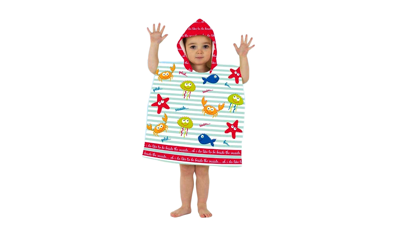 Kids Hooded Beach Bath 'Seaside' Mini Poncho Towel Pal Accessories