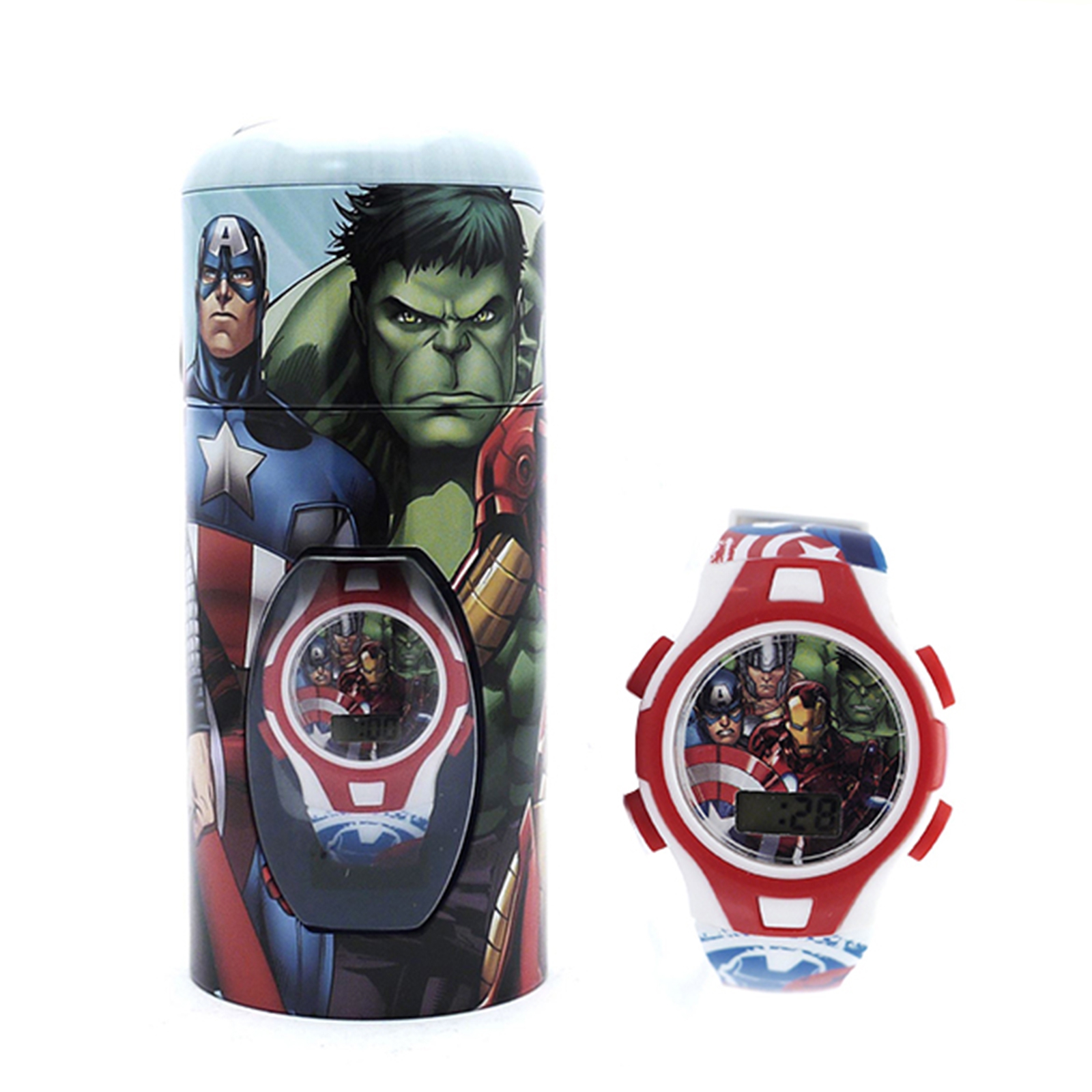 Avengers 'Heroes' Digital Gift Metal Tin Wrist Watch