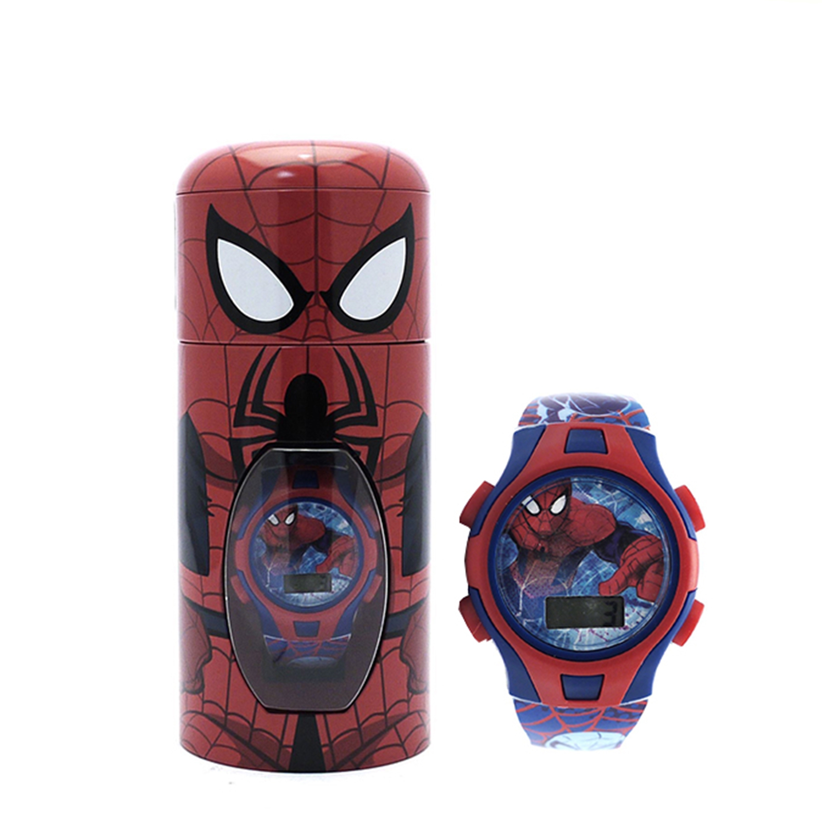 Spiderman 'Swing' Digital Gift Metal Tin Wrist Watch