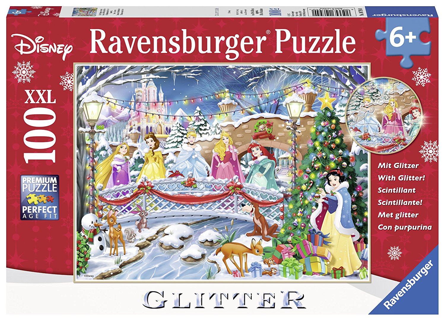 Disney Princess 'Glitter Christmas' XXL 100 Piece Jigsaw Puzzle Game