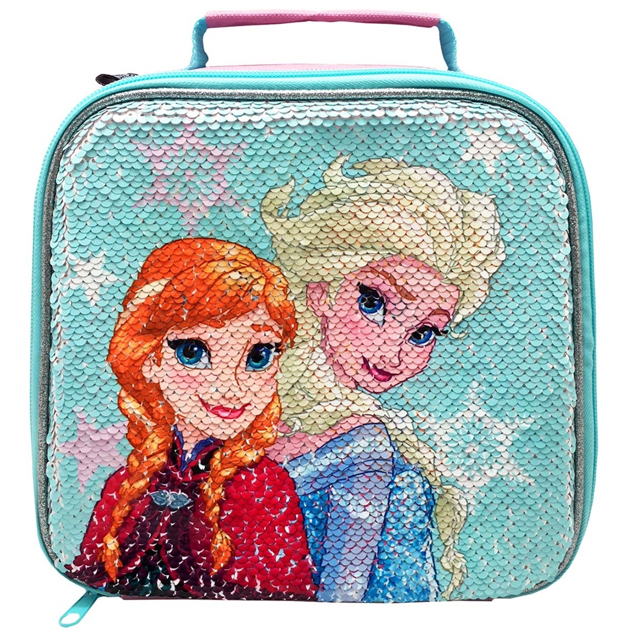 Disney Frozen Shimmer Sequin 'Multi Design In One' School Premium Lunch Bag Insulated