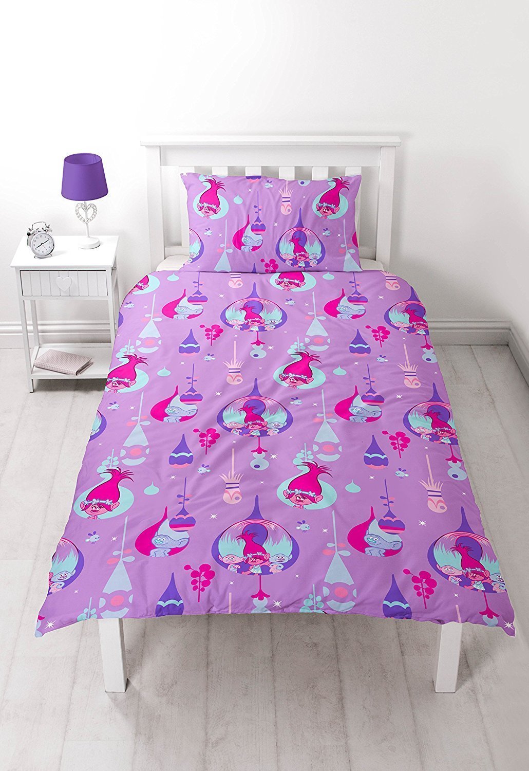 Trolls 'Glow' Reversible Rotary Single Bed Duvet Quilt Cover Set