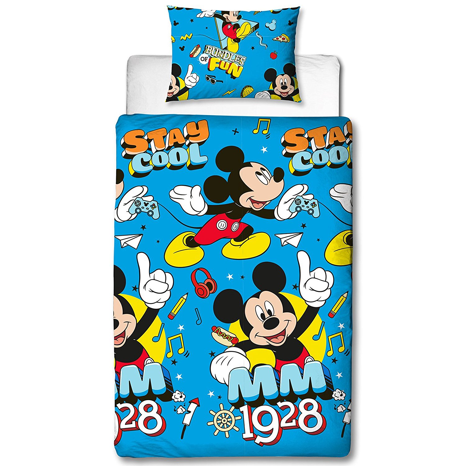 Mickey Mouse 'Cool' Rotary Single Bed Duvet Quilt Cover Set