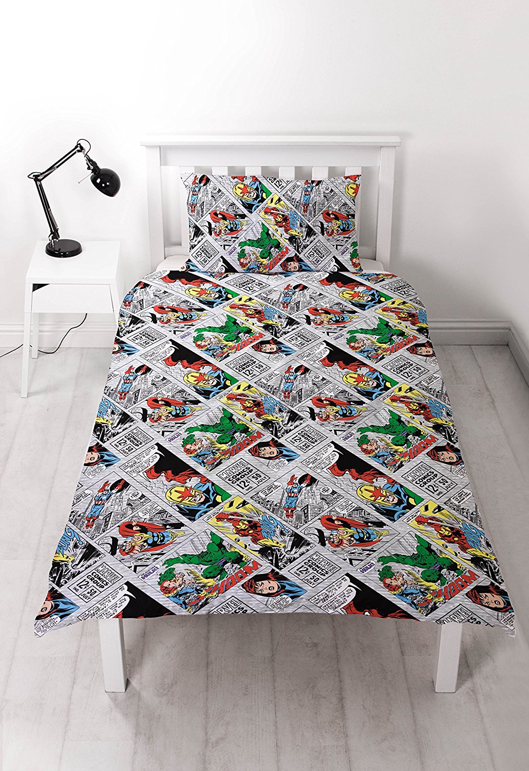 Marvel Comics 'Retro' Reversible Rotary Single Bed Duvet Quilt Cover Set