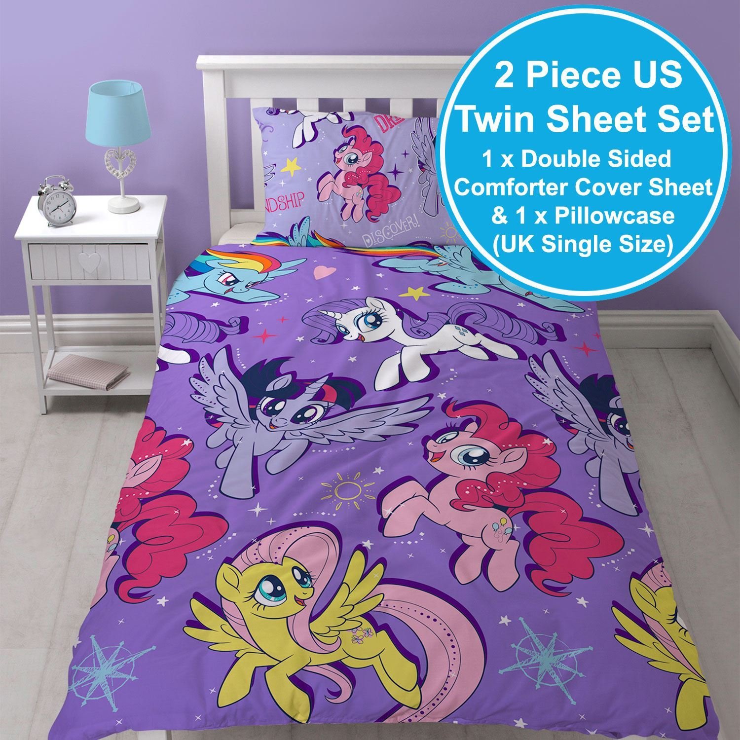 My Little Pony Movie 'Adventure' Rotary Single Bed Duvet Quilt Cover Set