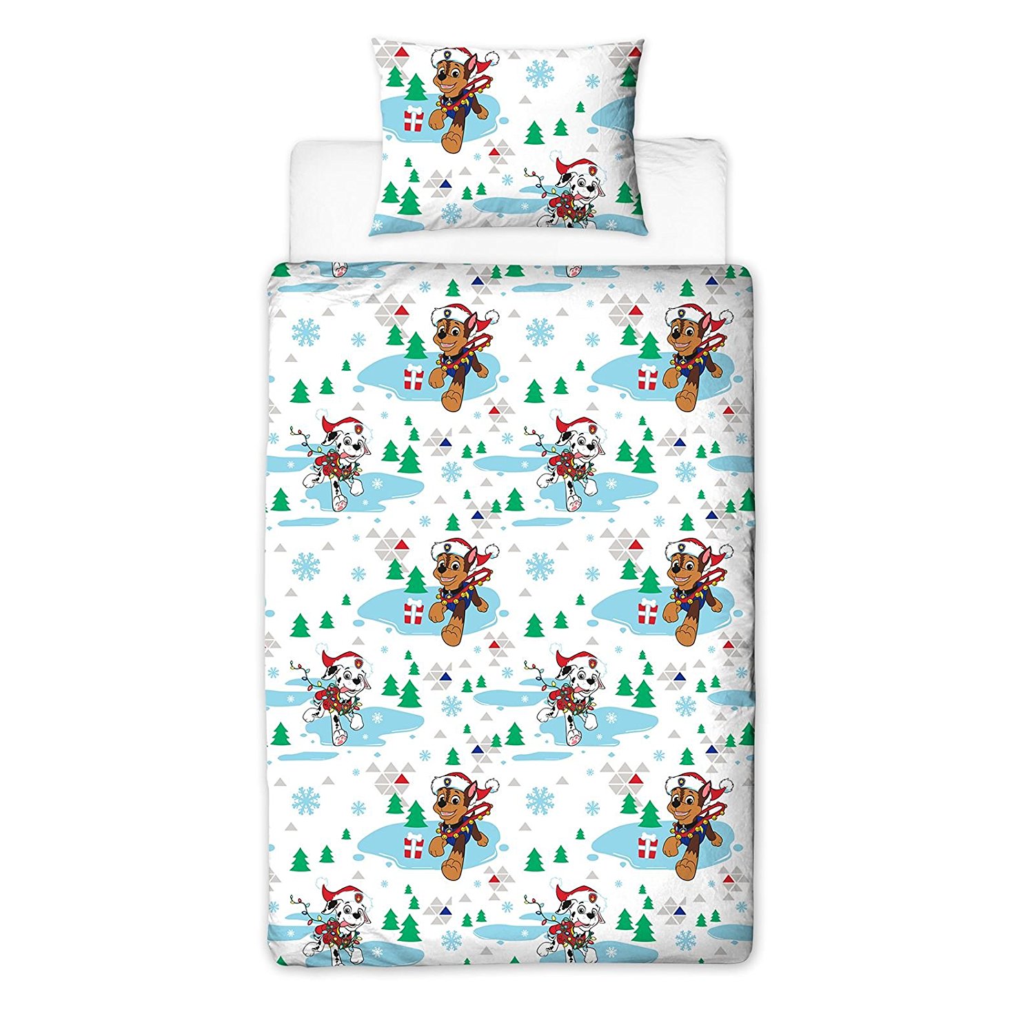 Paw Patrol Dash Christmas Panel Single Bed Duvet Quilt Cover Set