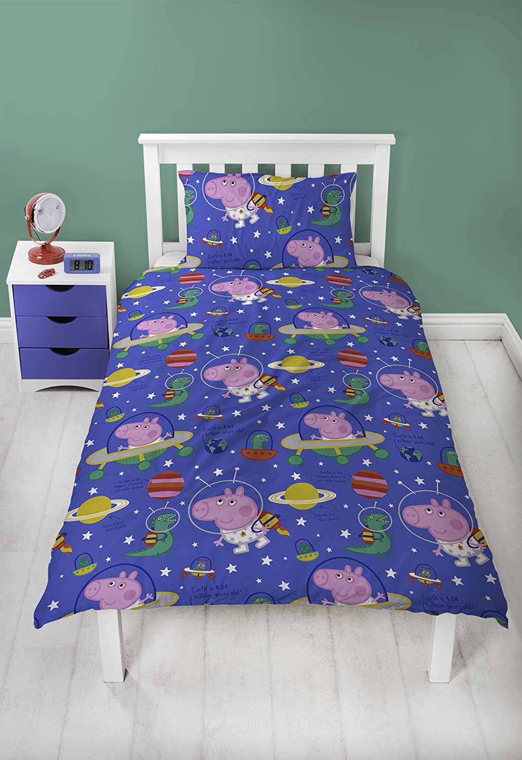 Peppa Pig George 'Planets' Reversible Rotary Single Bed Duvet Quilt Cover Set