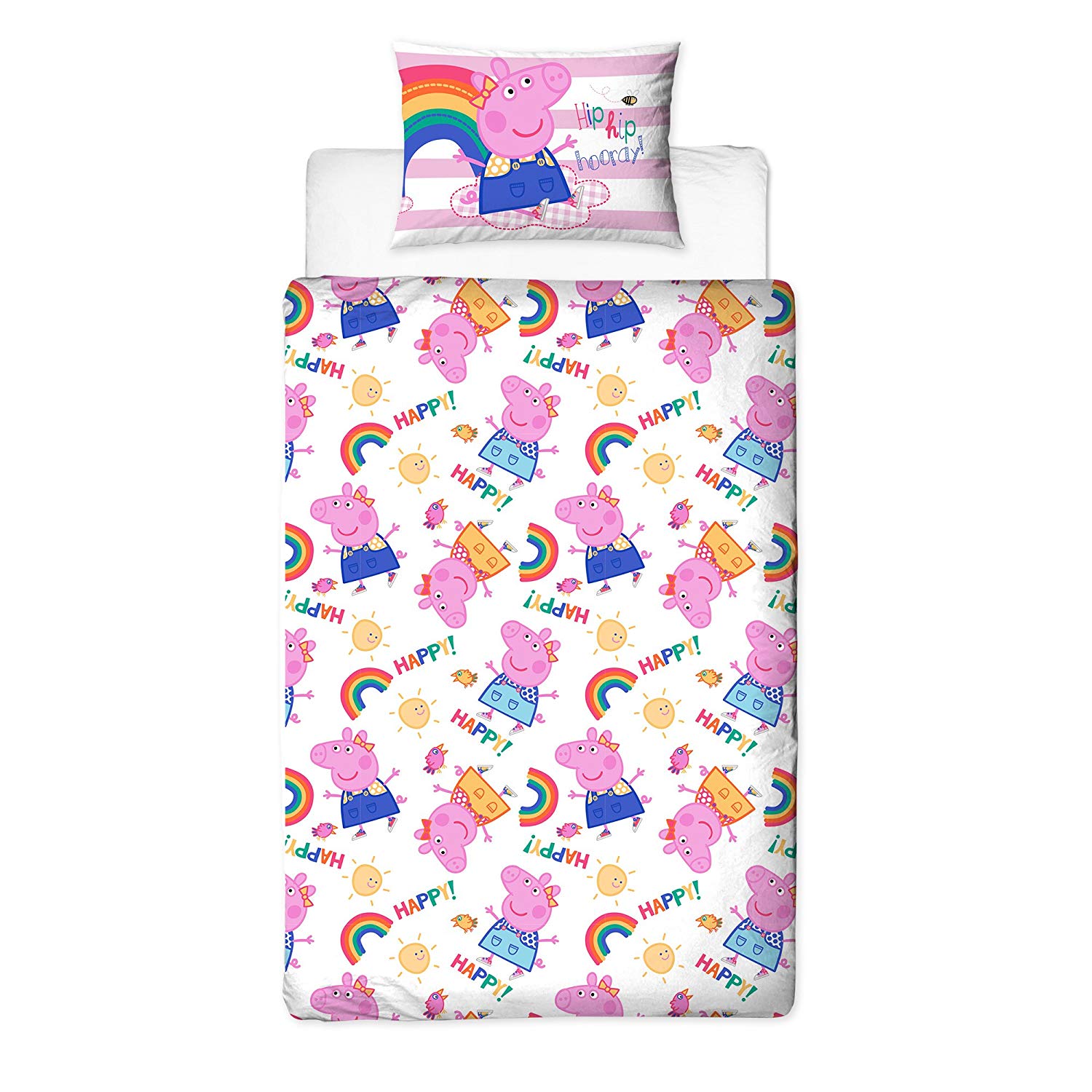 Peppa Pig Friends 'Hooray' Panel Single Bed Duvet Quilt Cover Set