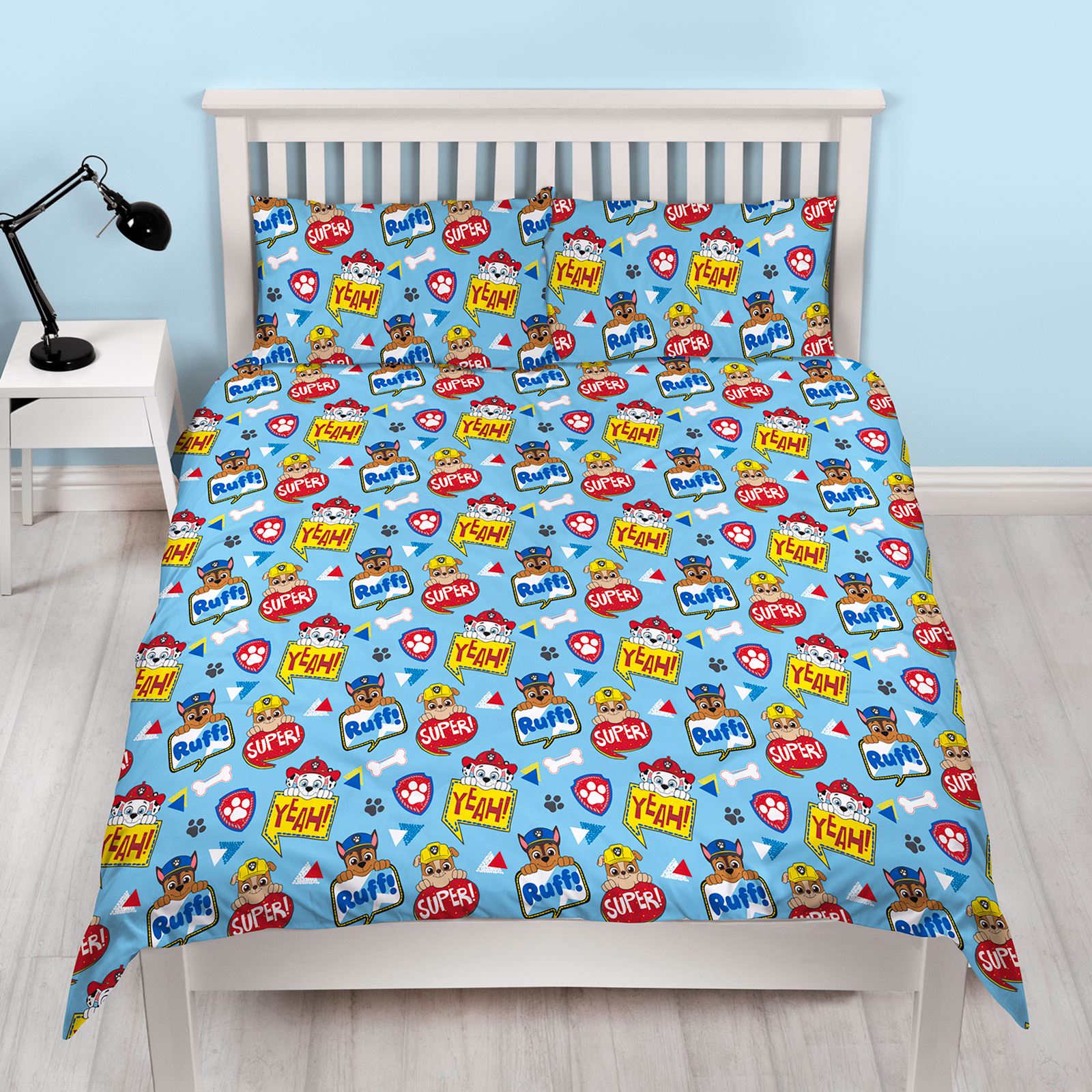 Paw Patrol Peek Blue Rotary Double Bed Duvet Quilt Cover Set