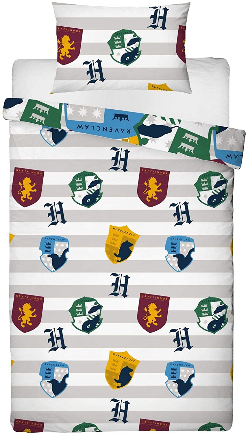 Harry Potter Stickers Single Reversible Duvet Rotary Bed Quilt Cover Set