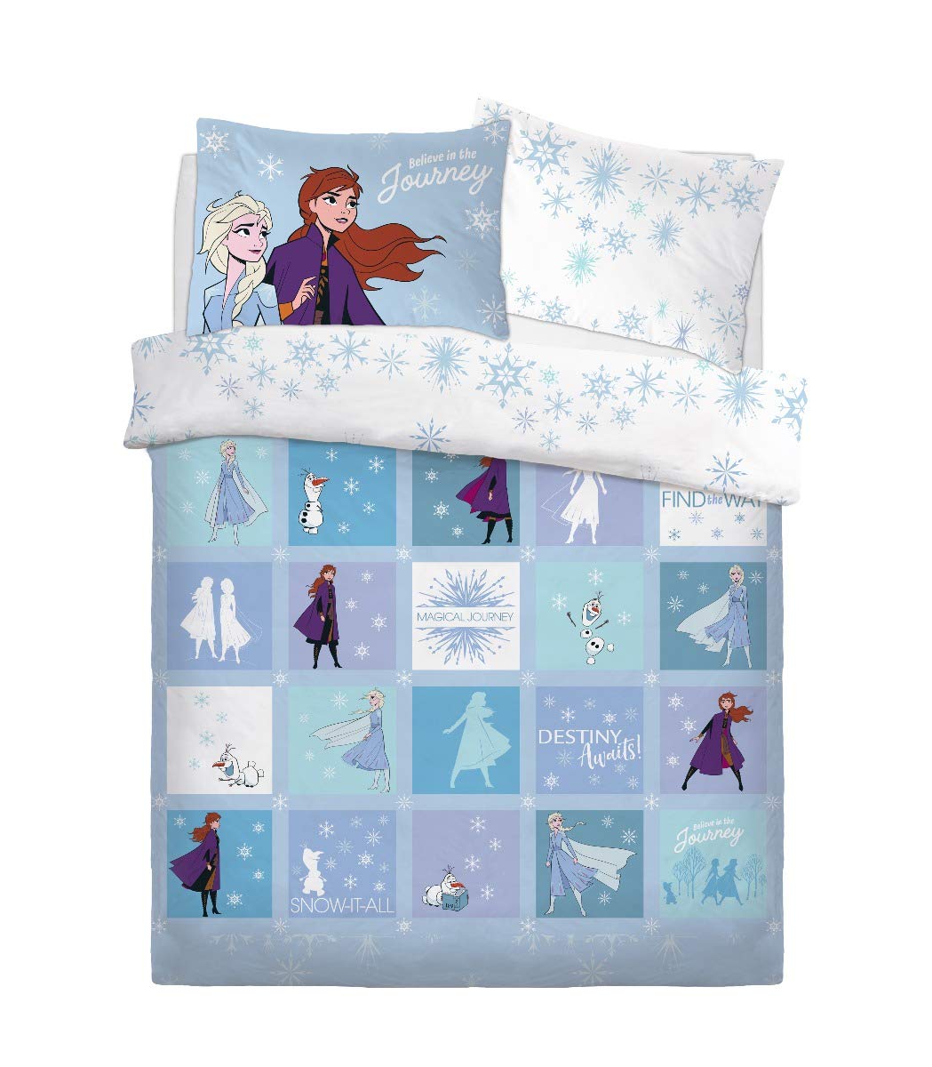 Disney Frozen 2 Patchwork Kids Reversible Panel Double Bed Duvet Quilt Cover Set