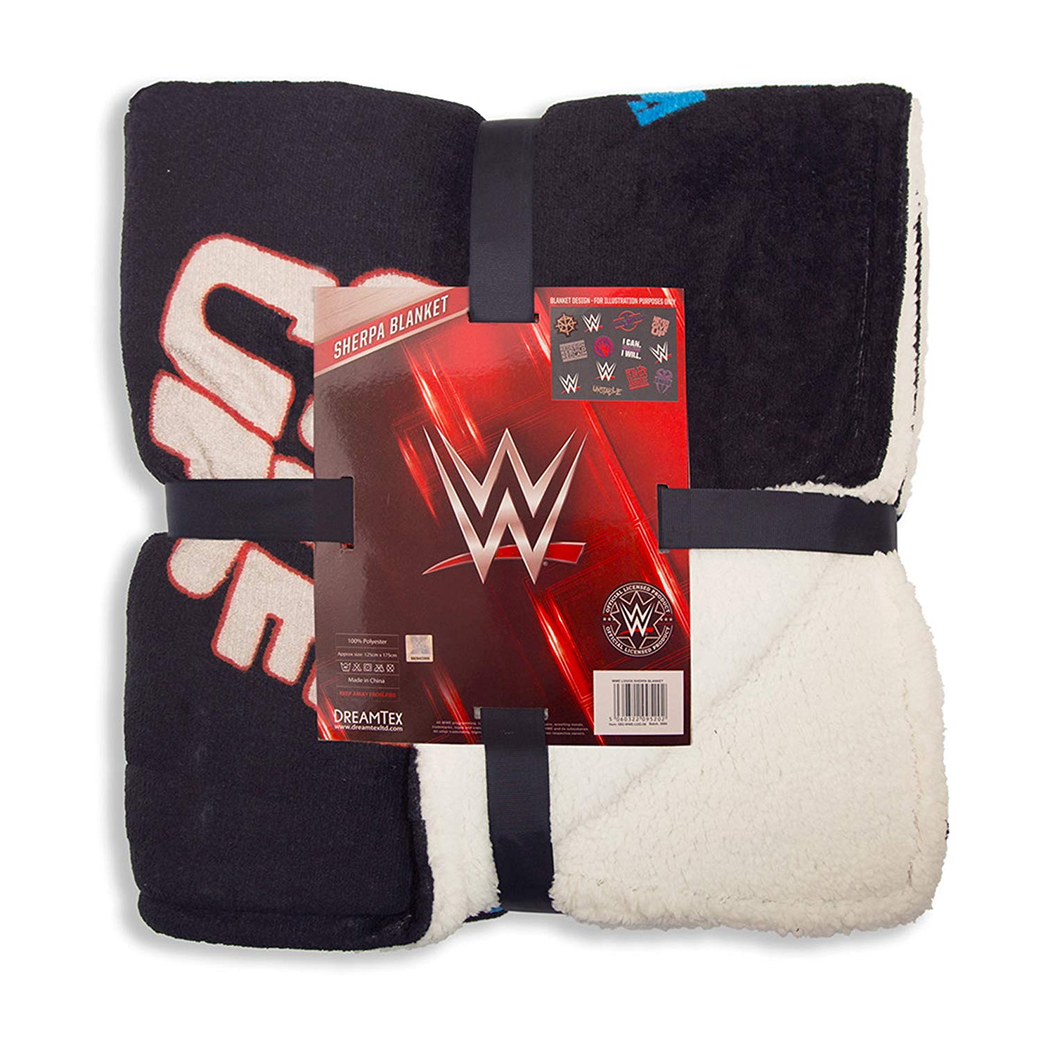 WWE Sherpa Panel Fleece Blanket Throw