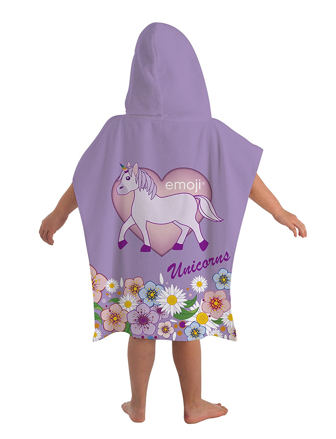 Emoji 'Unicorn' Hooded Kids Multi-colour Poncho Towel