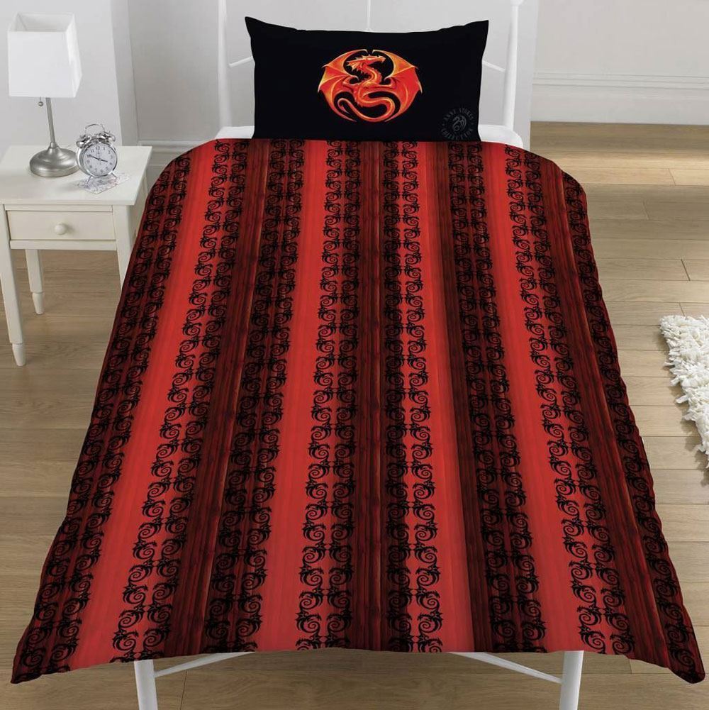 Anne Stokes Fire Dragon Panel Single Bed Duvet Quilt Cover Set