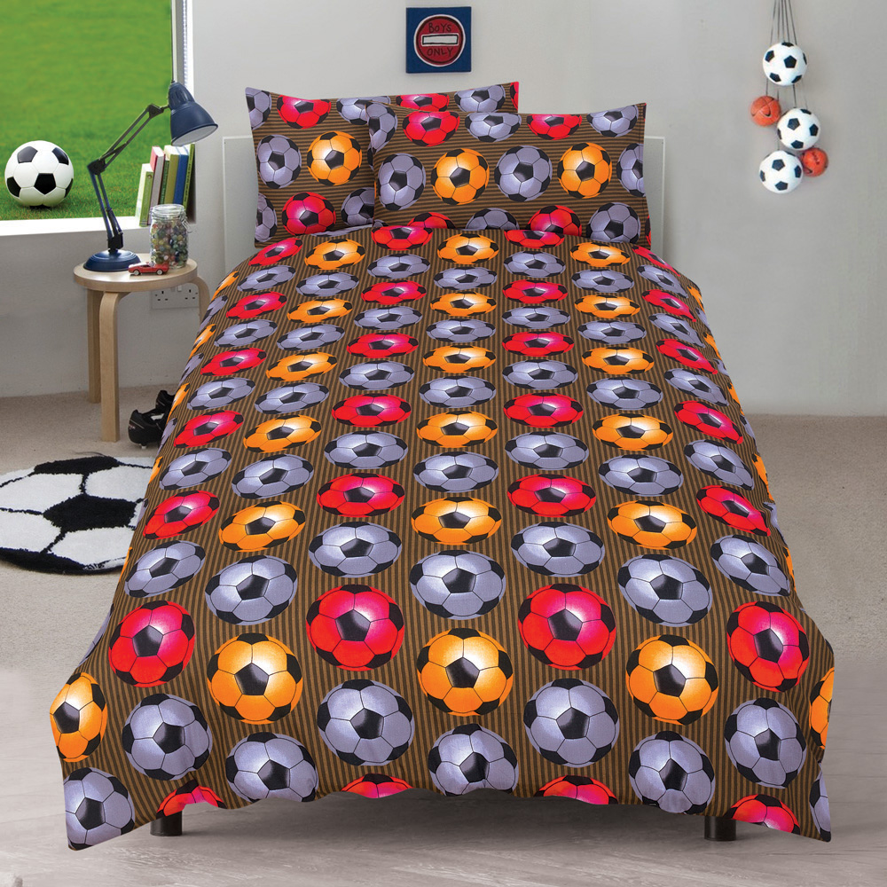 Football 'Champion' Red Reversible Fc Rotary Double Bed Duvet Quilt Cover Set