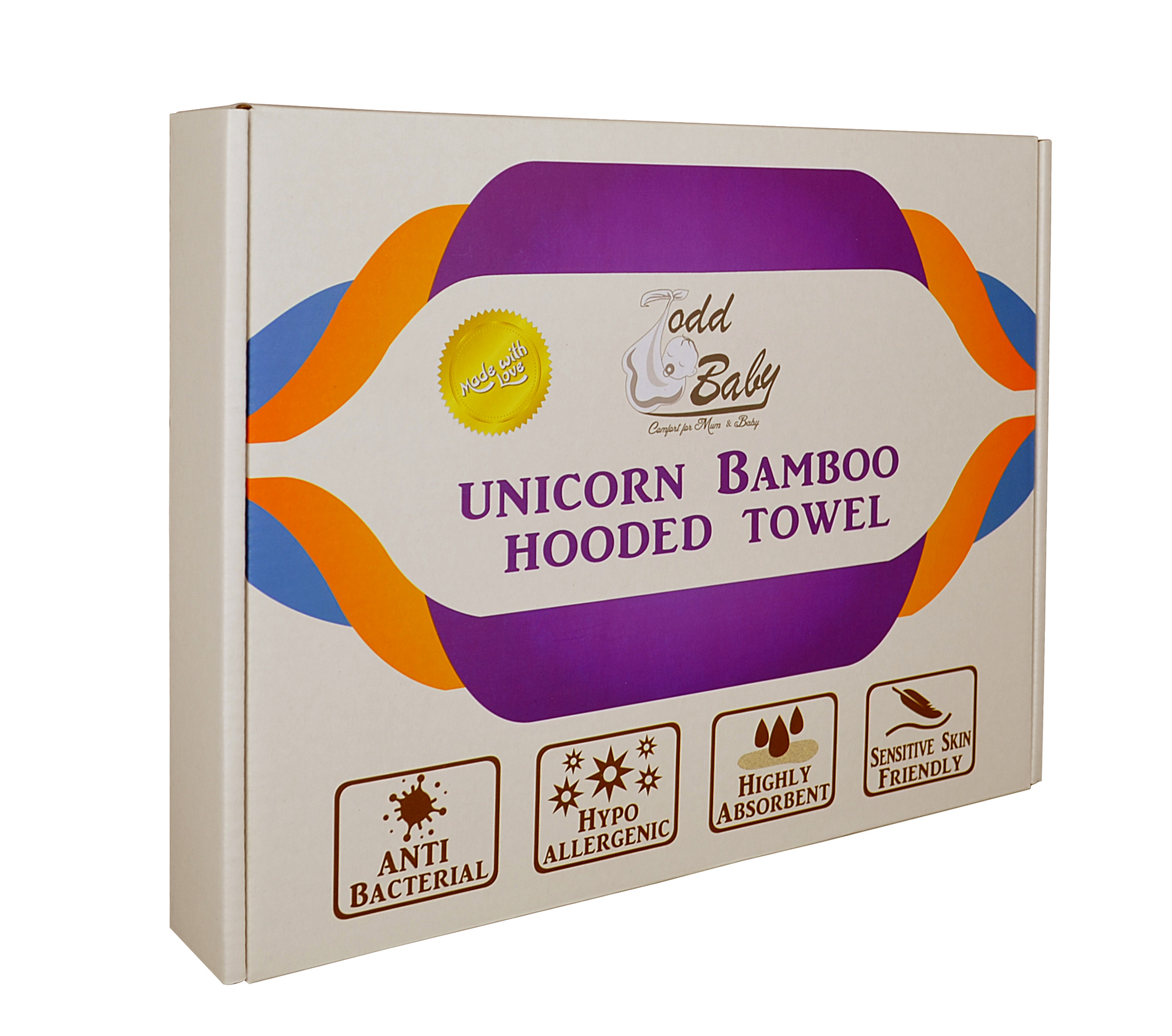 Unicorn Bamboo Cotton Hooded Purple Baby Bath Towel