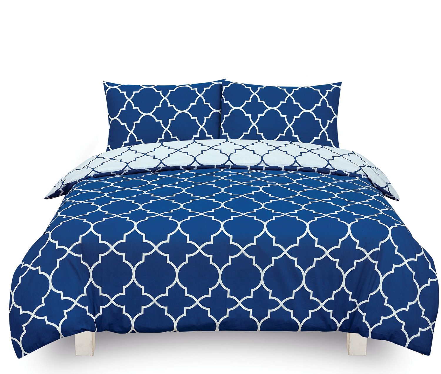 Morrocan Blue Reversible Rotary Double Bed Duvet Quilt Cover Set
