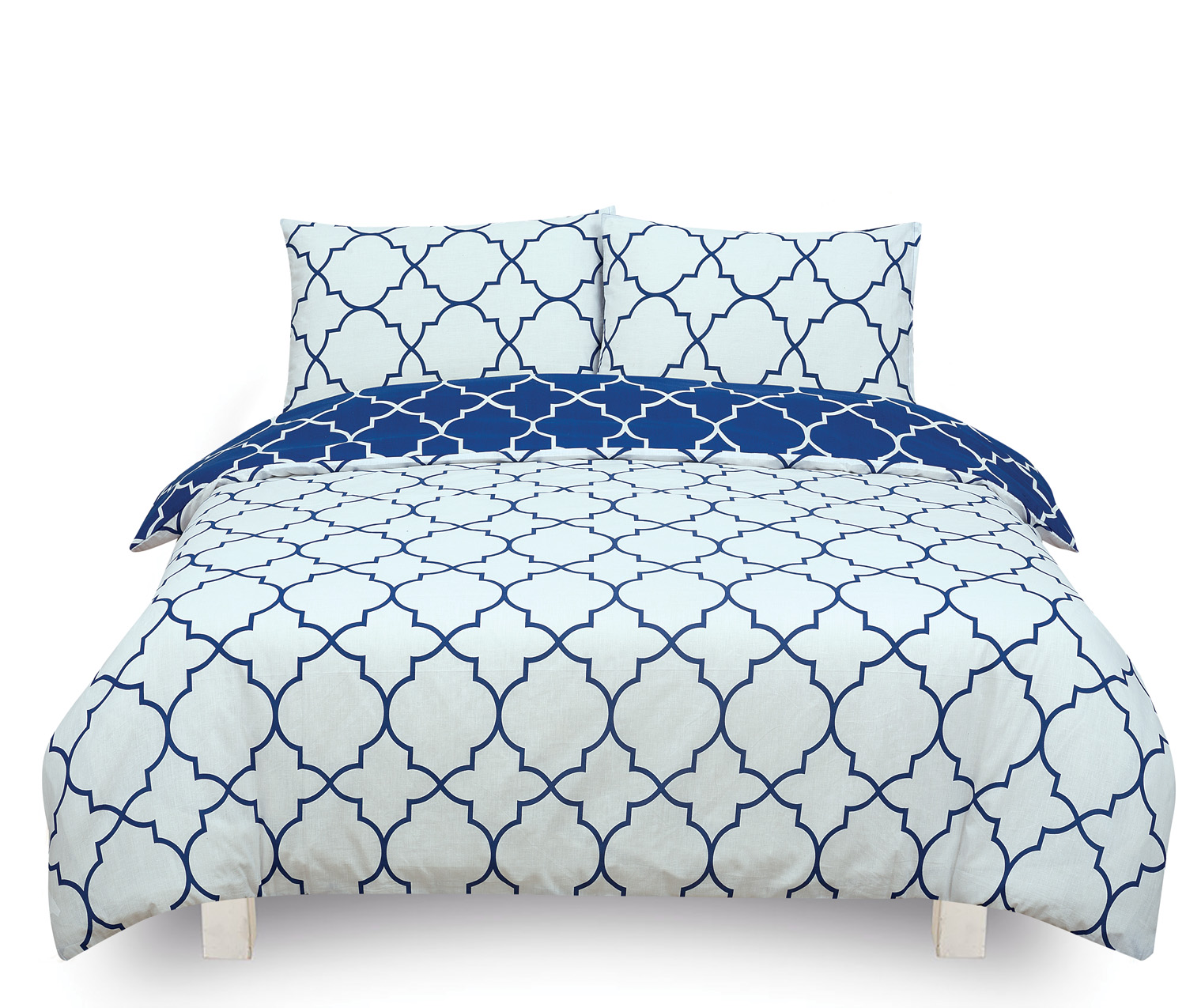 Morrocan Blue Reversible Rotary Double Bed Duvet Quilt Cover Set