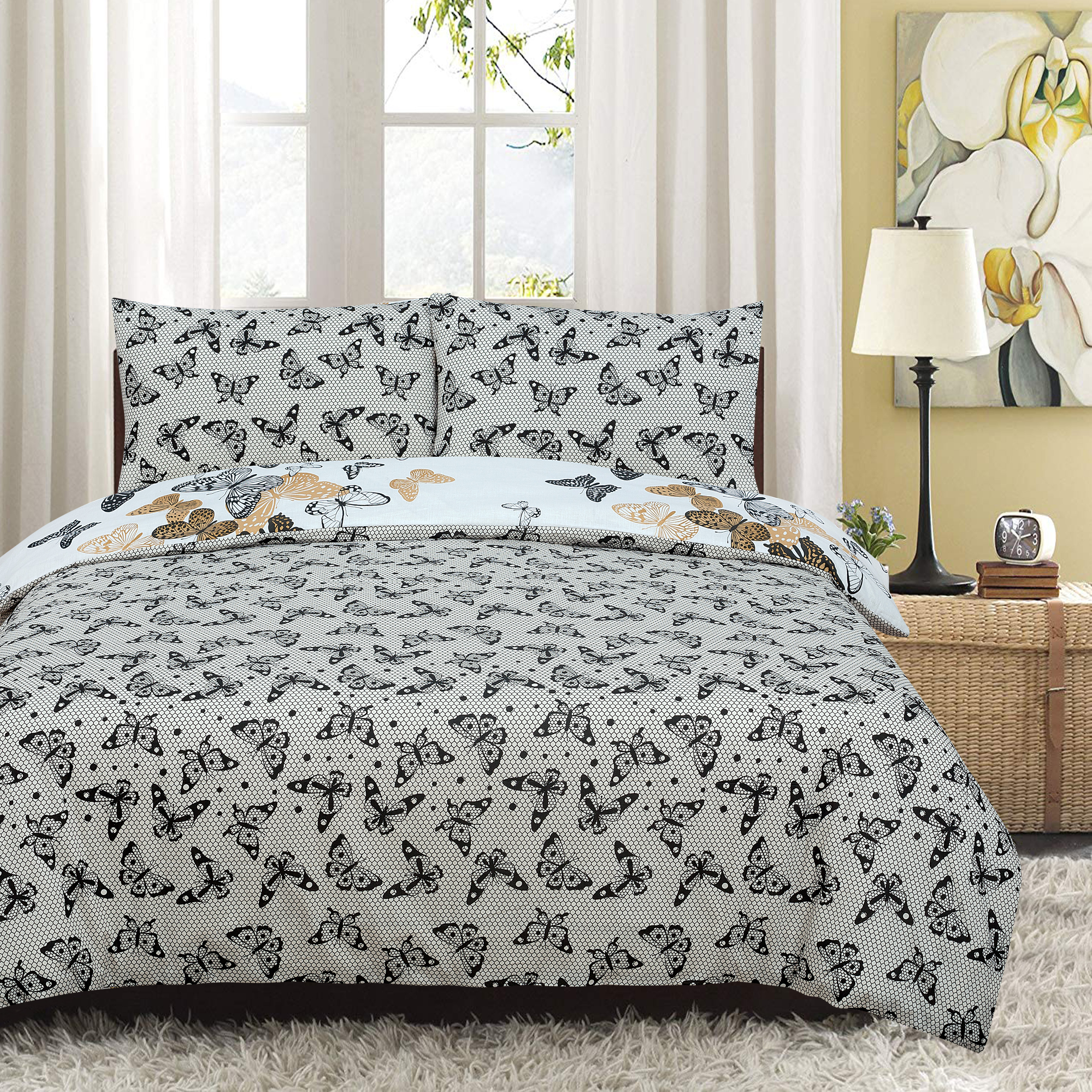 Butterfly Kids Reversible Rotary Single Bed Duvet Quilt Cover Set