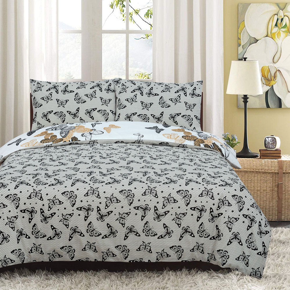 Butterfly Kids Reversible Rotary Double Bed Duvet Quilt Cover Set
