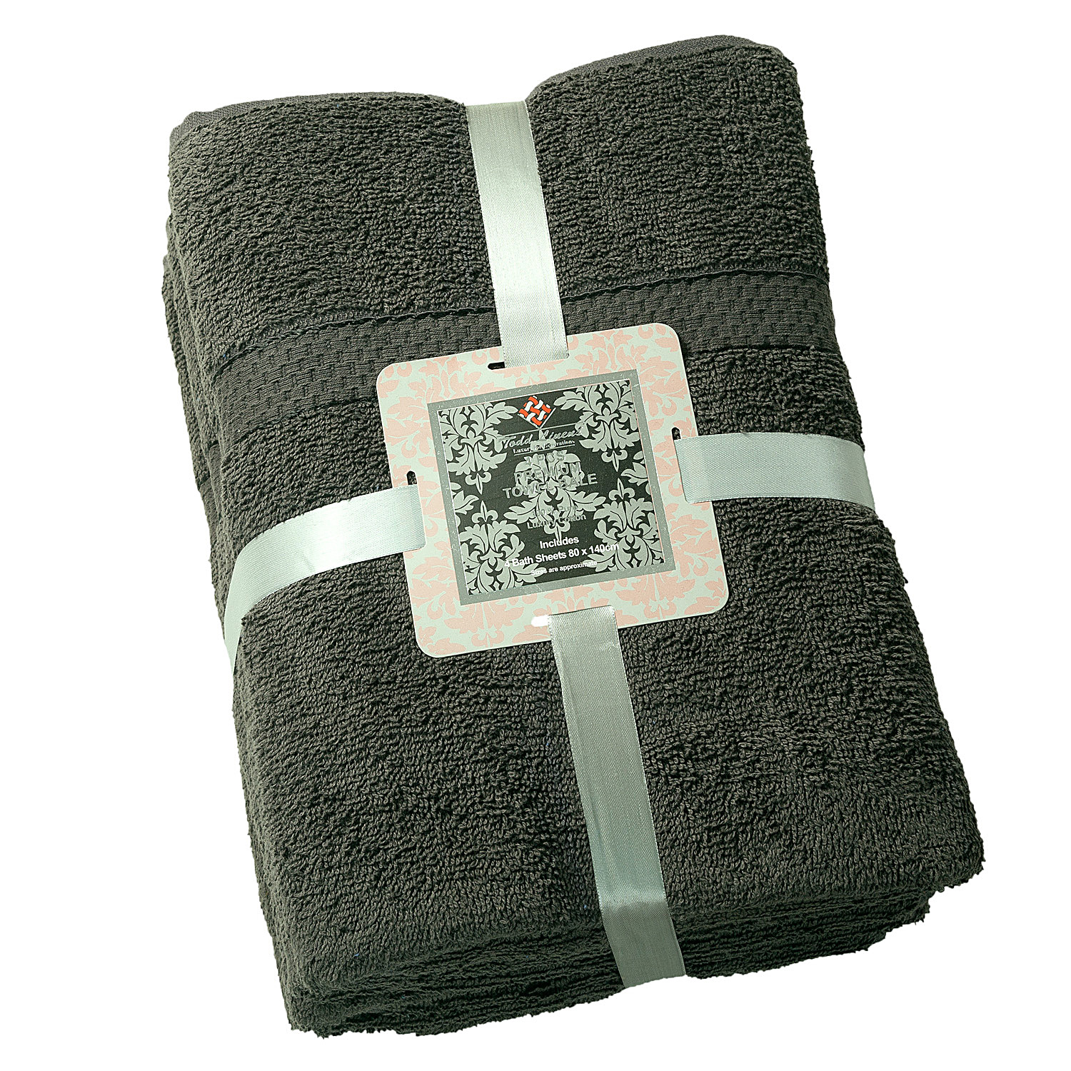 Towel 4 Pcs Dark Grey Premium Bale Set Plain Bath Sheet