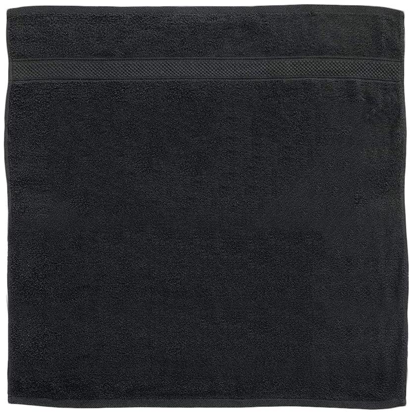 12 Pcs Face Cotton Towel Bale Set Black Plain
