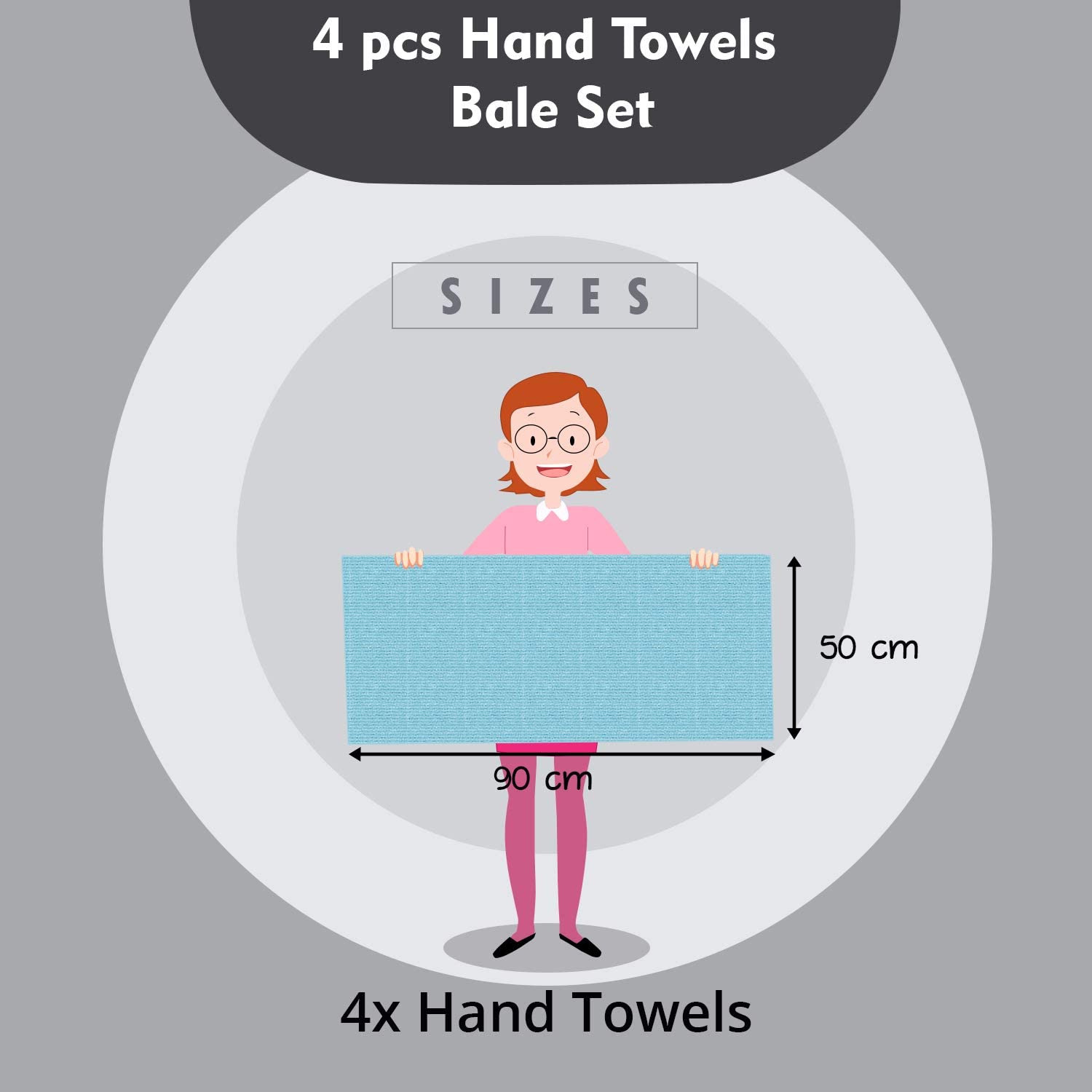 4 Pcs Hand Cotton Towel Bale Set Chocolate Plain