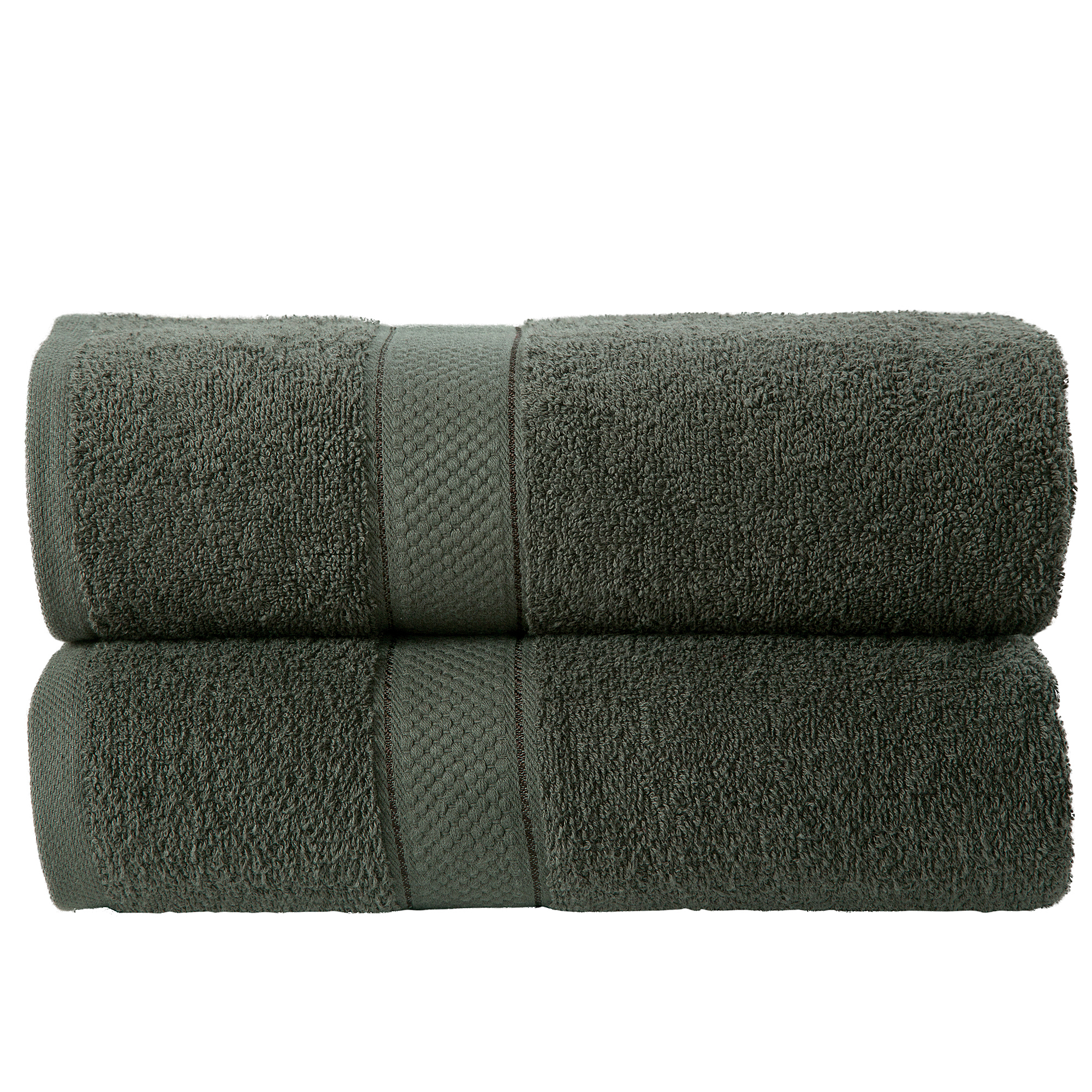 2 Pcs 100 % Cotton Premium Bath Sheet Towel Bale Set Grey Plain