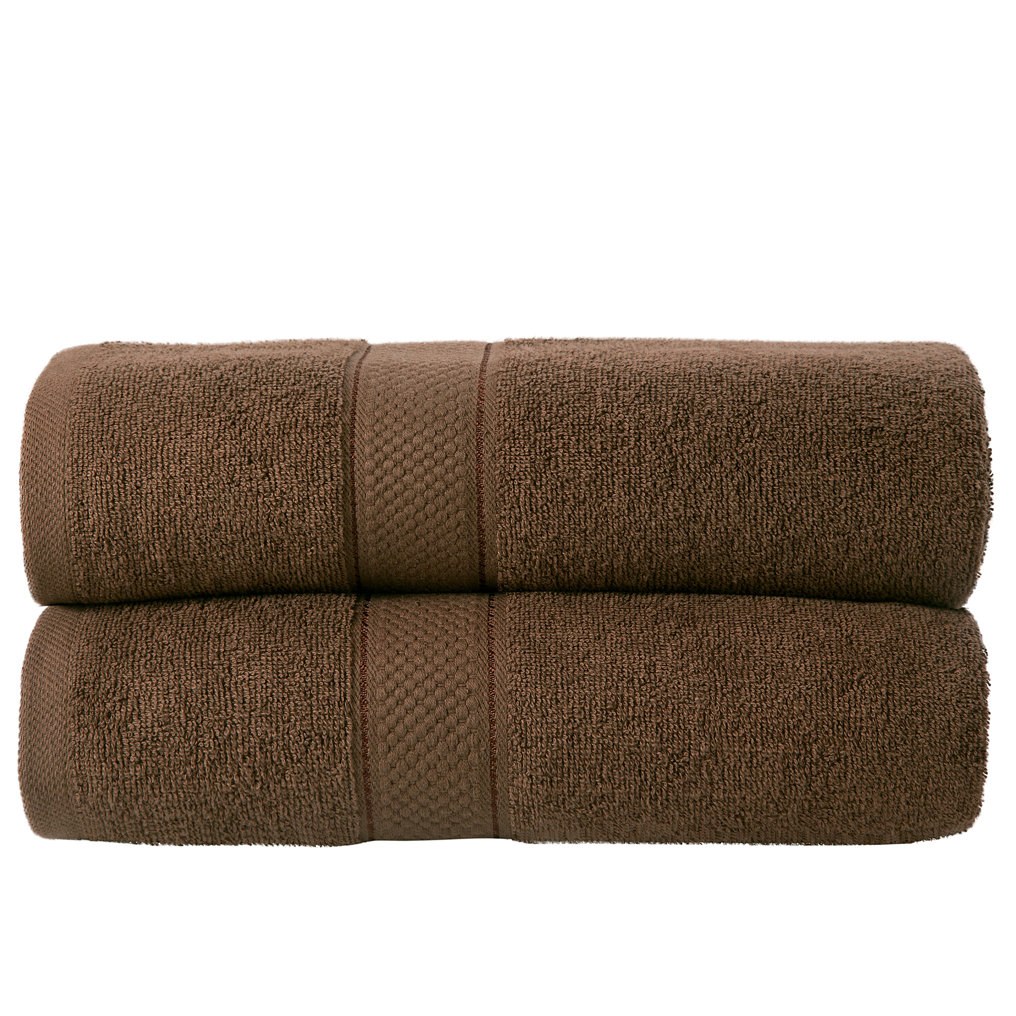 2 Pcs 100 % Cotton Premium Bath Sheet Towel Bale Set Chocolate Plain
