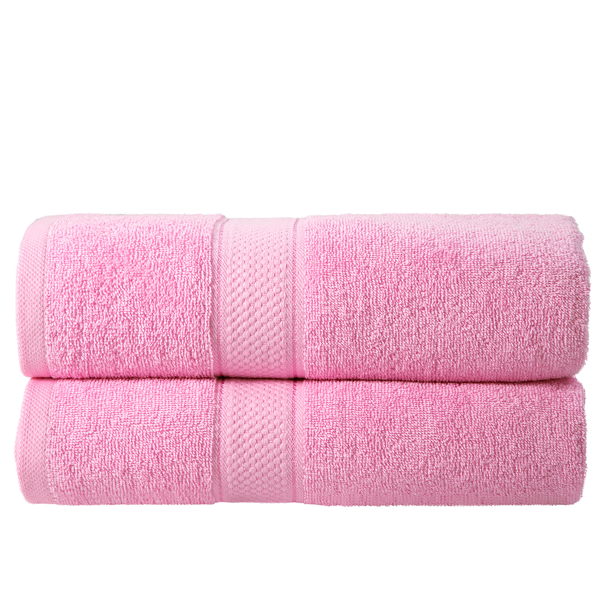 2 Pcs 100 % Cotton Premium Bath Sheet Towel Bale Set Blush Pink Plain