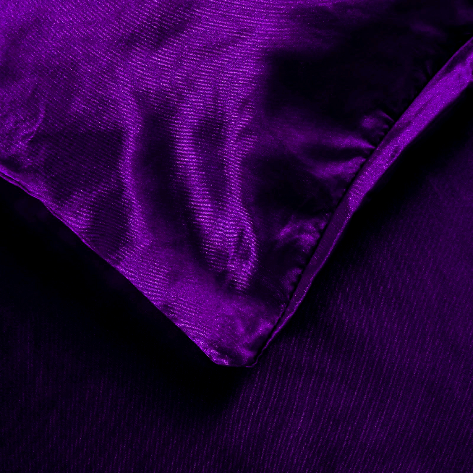 Purple 4pc Satin Panel Single Bed Duvet Quilt Cover Set