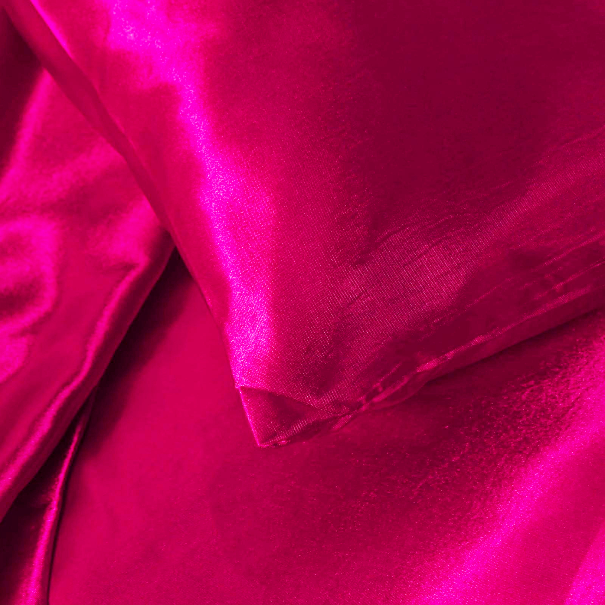 Fuchsia Pink 4pc Satin Panel Single Bed Duvet Quilt Cover Set