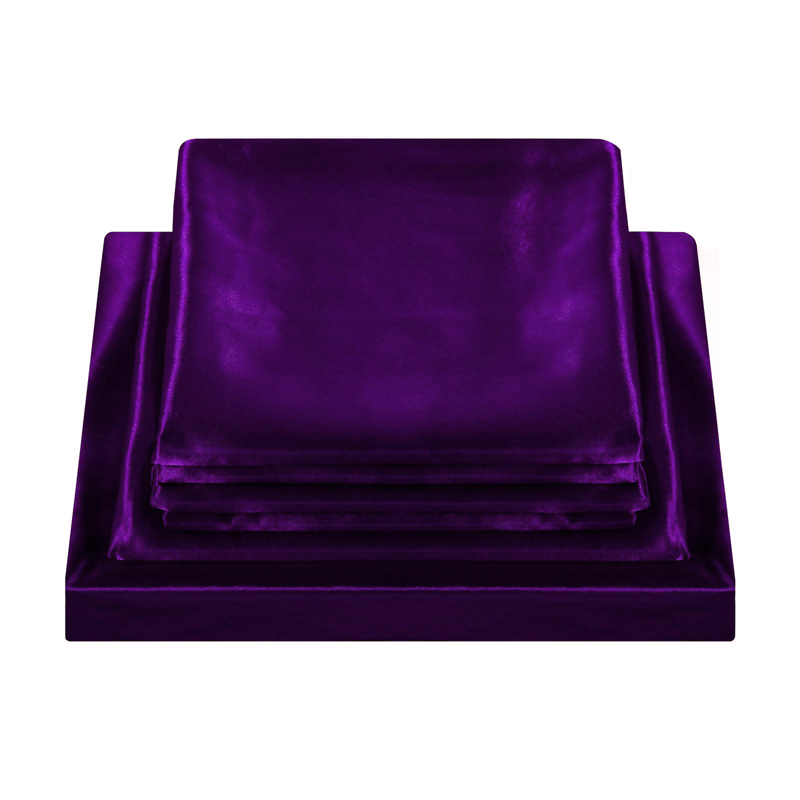 Purple 6pc Satin Panel Double Bed Duvet Quilt Cover Set