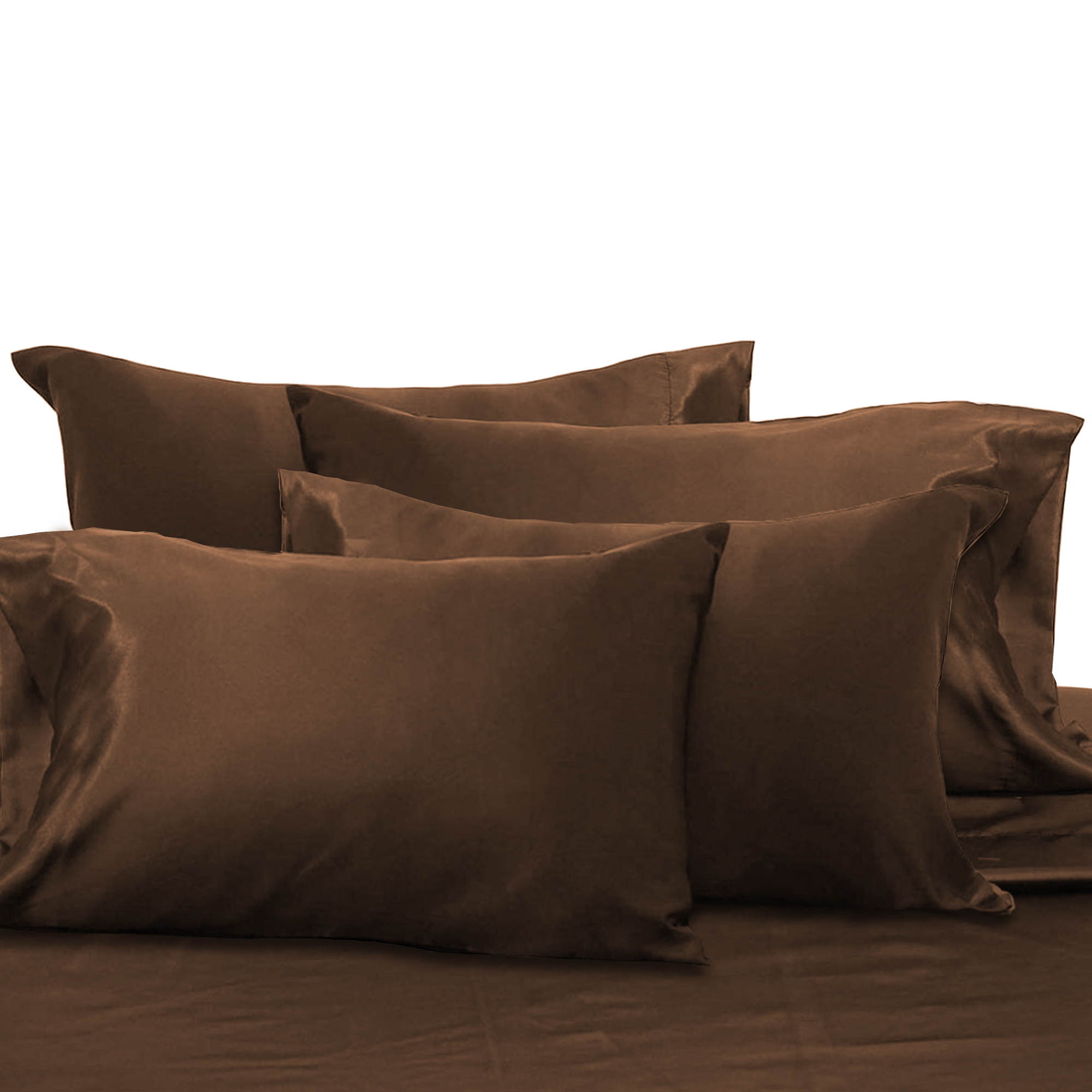 Chocolate 6pc Satin Panel Super King Bed Duvet Quilt Cover Set