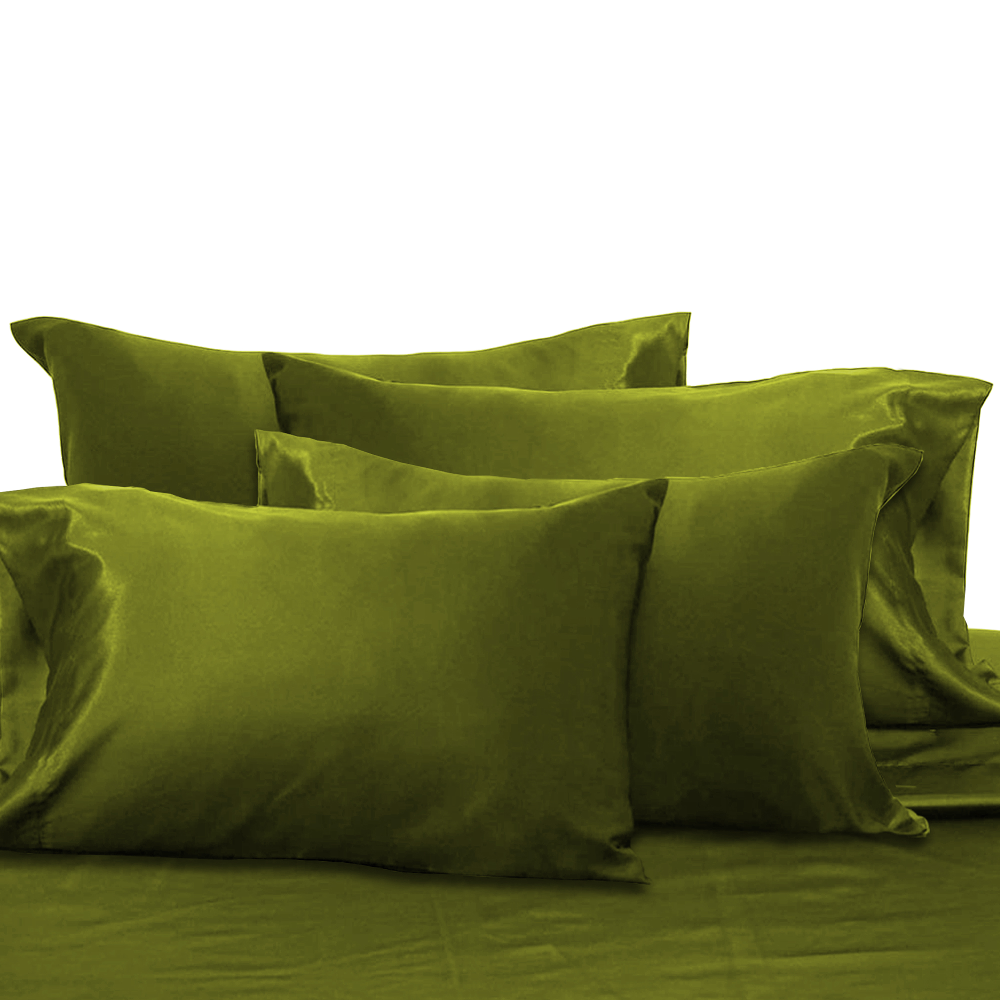 Olive 6pc Satin Panel Double Bed Duvet Quilt Cover Set