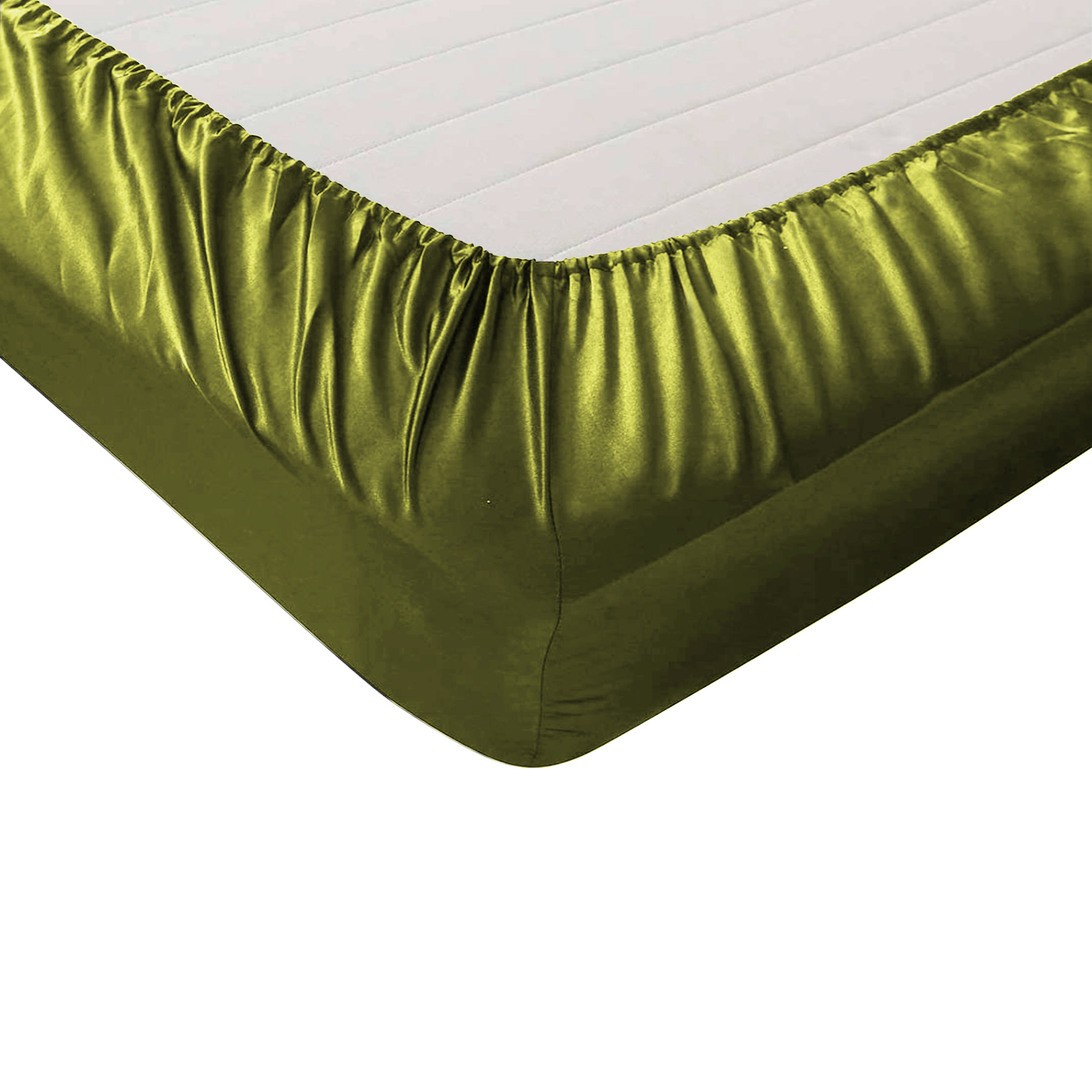Olive 6pc Satin Panel King Bed Duvet Quilt Cover Set