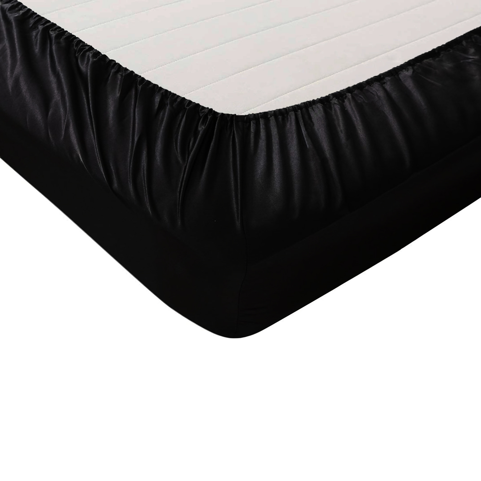 Black Satin Fitted Sheet Super King Bed