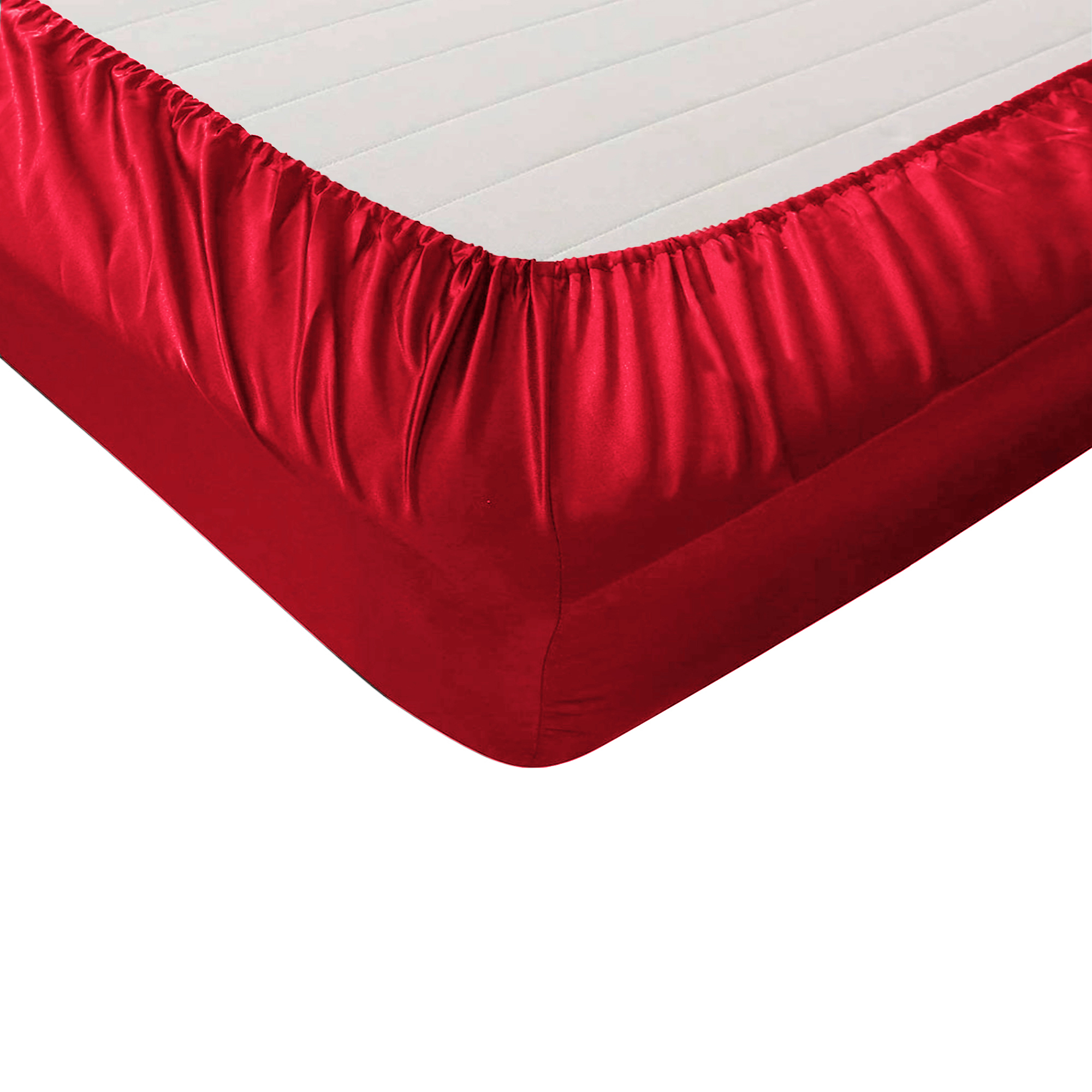 Red Satin Fitted Sheet Double Bed