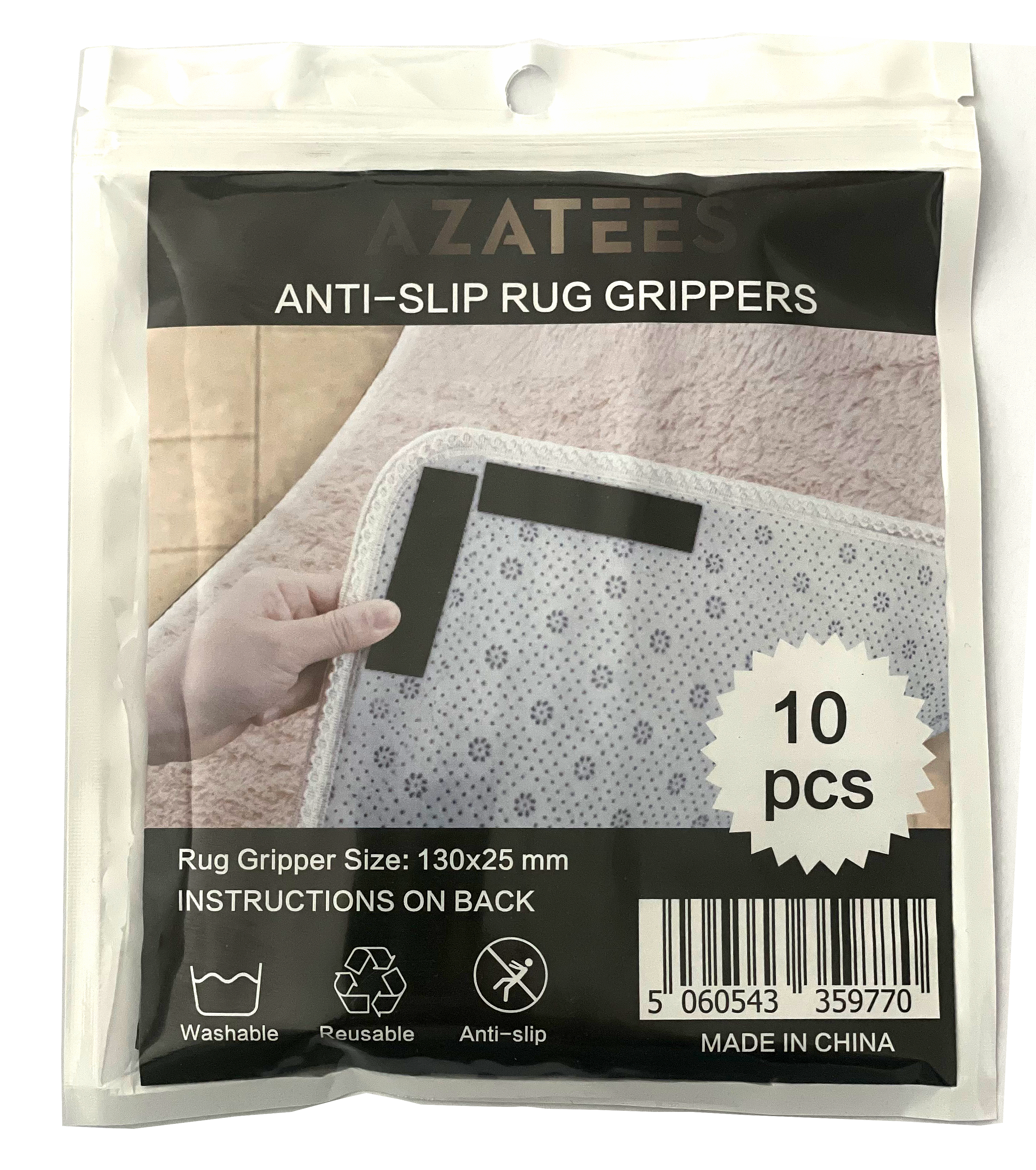 10 Pcs Anti-slip and Reusable Rug Gripper 130x25 Mm