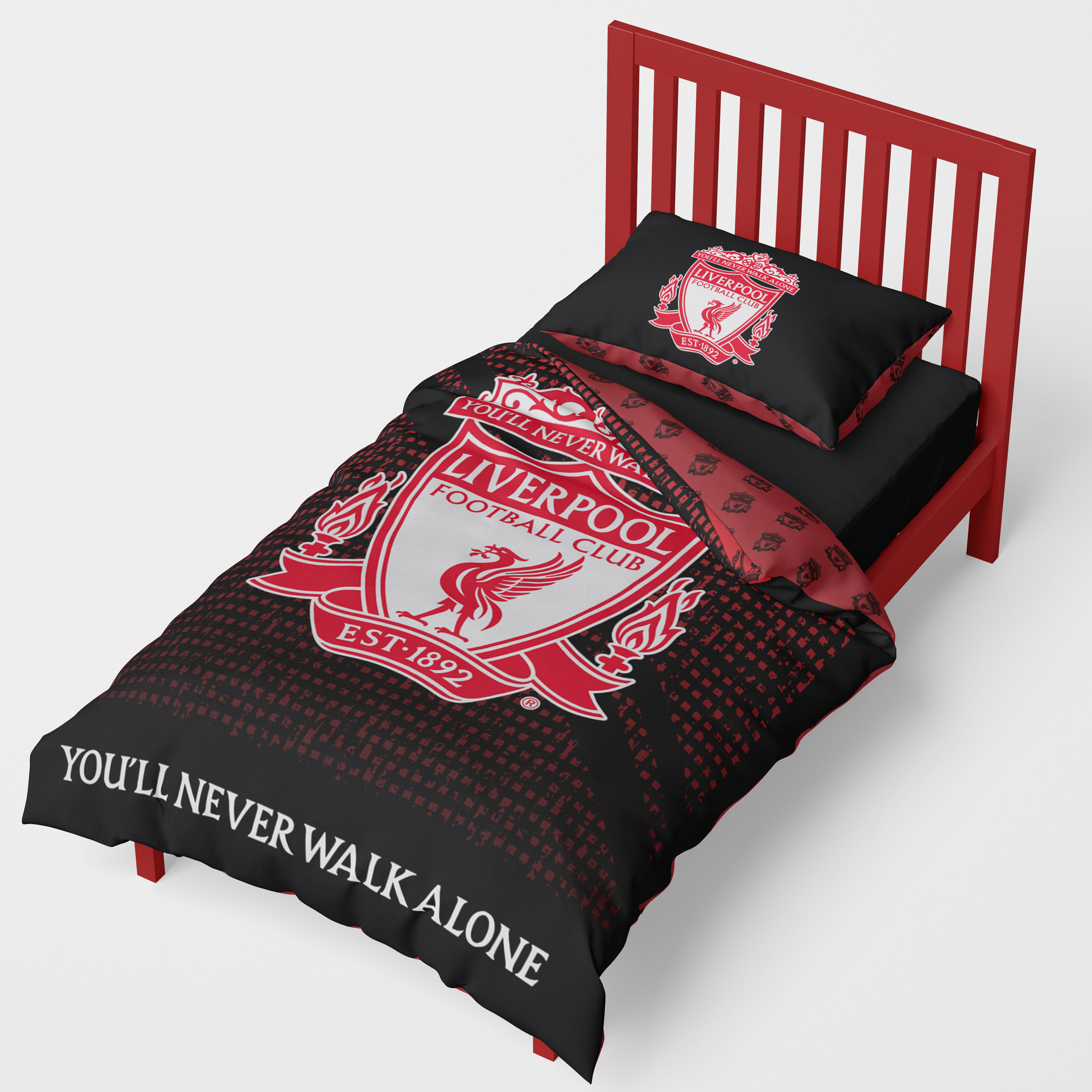 Liverpool Fc Mesh Football Panel Official Single Bed Duvet Quilt Cover Set